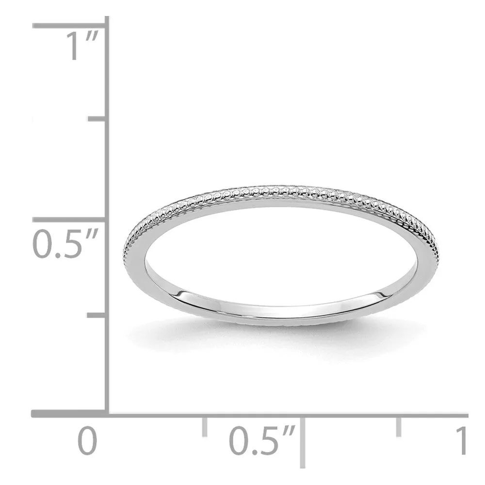 1.2mm 14k White Gold Beaded Stackable Band