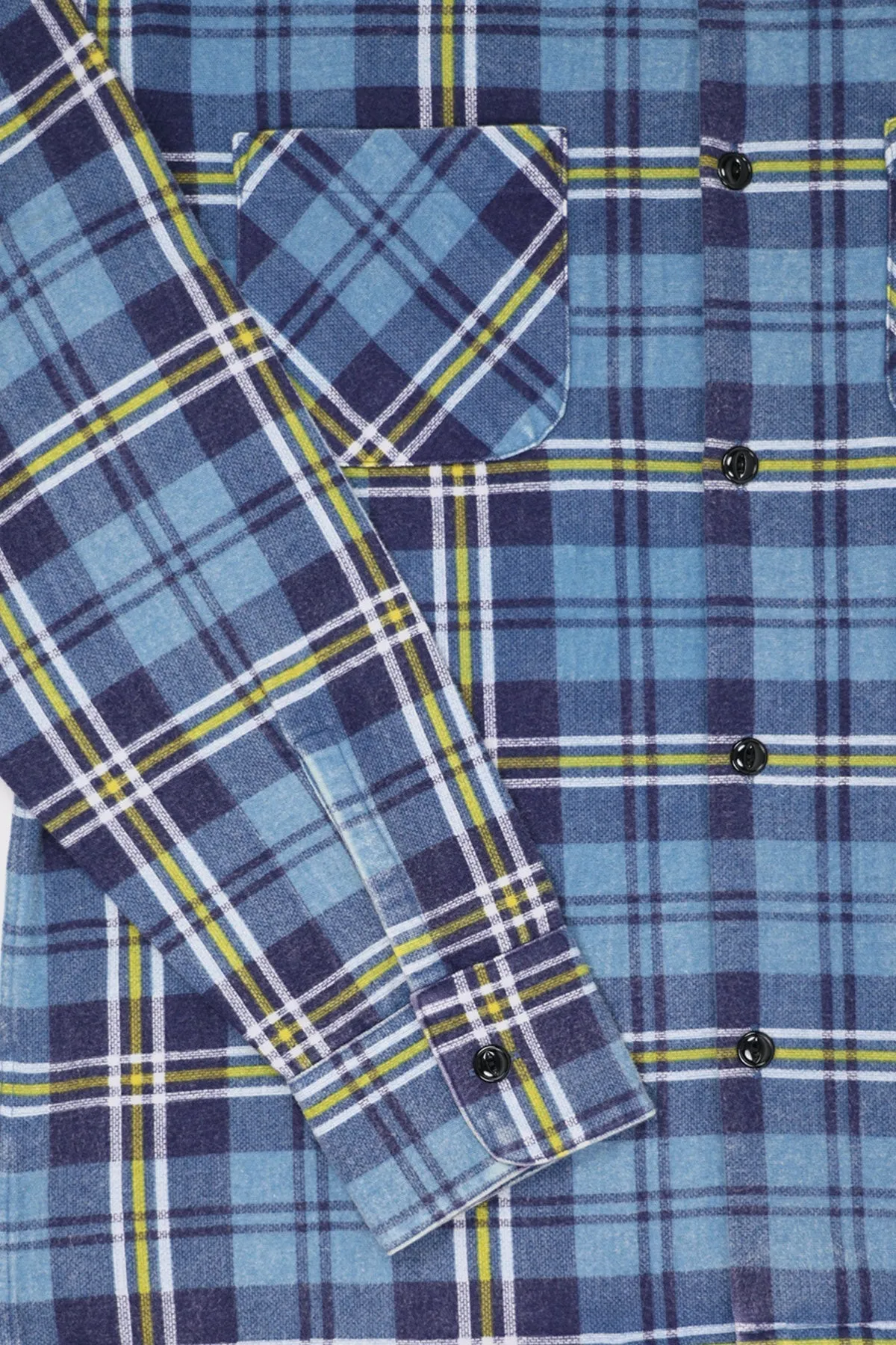 50s Plaid Straight Bottom Shirt - Navy/Blue