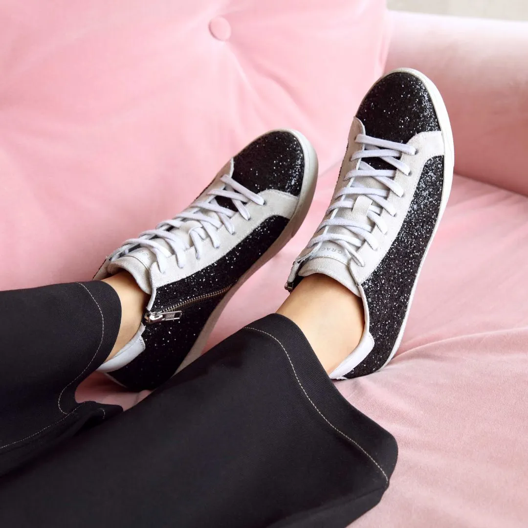 Alto: Black Glitter High Top Trainer