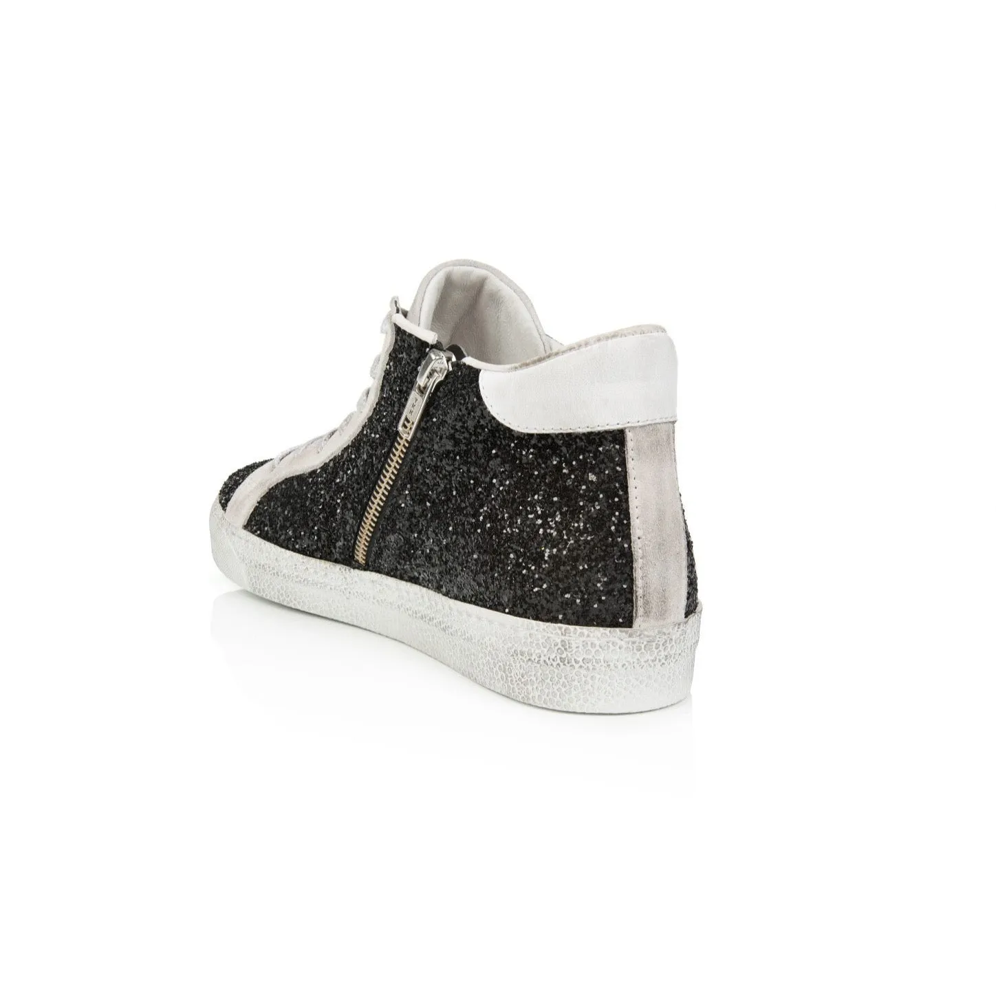 Alto: Black Glitter High Top Trainer