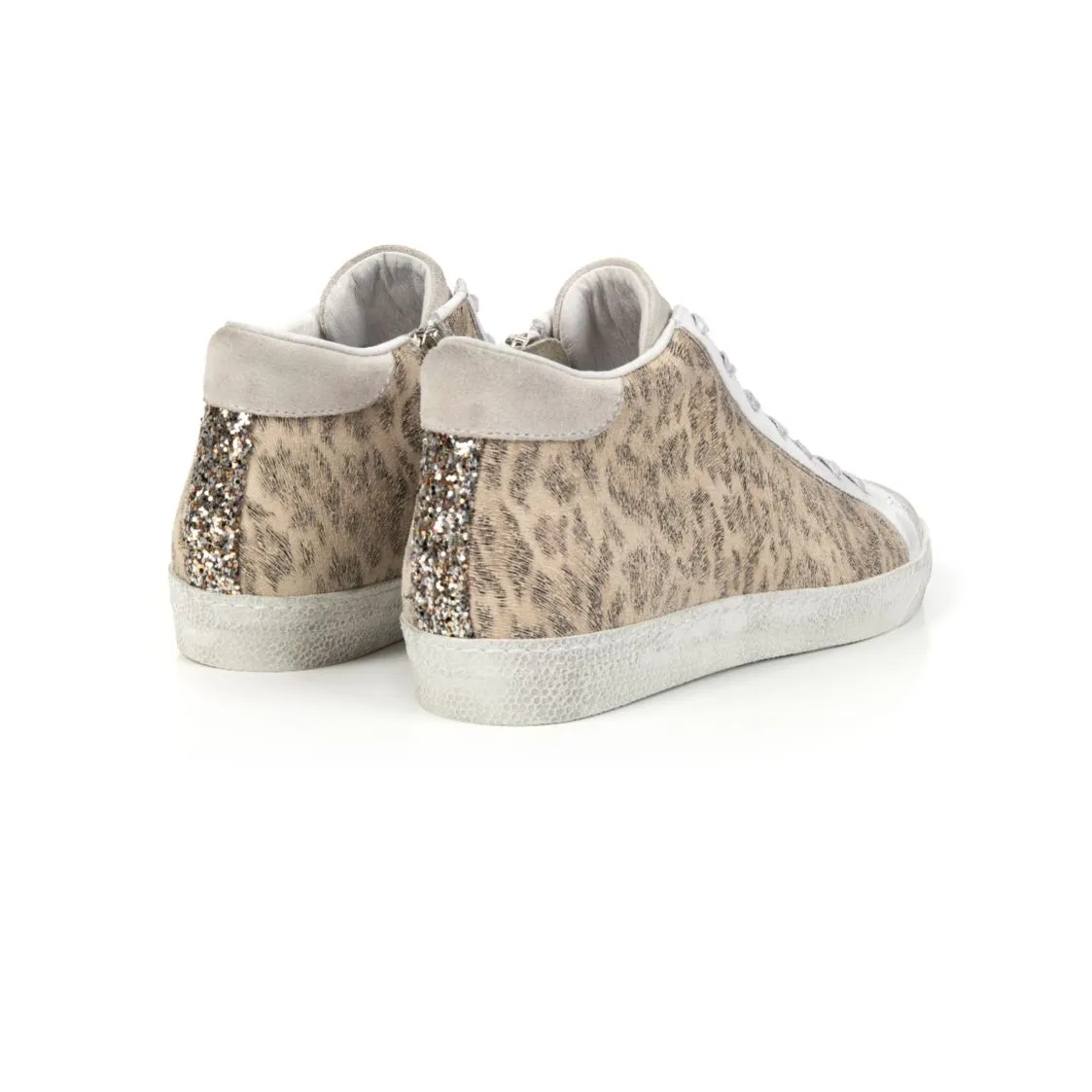 Alto: Leopard & Metallic High Top Trainers