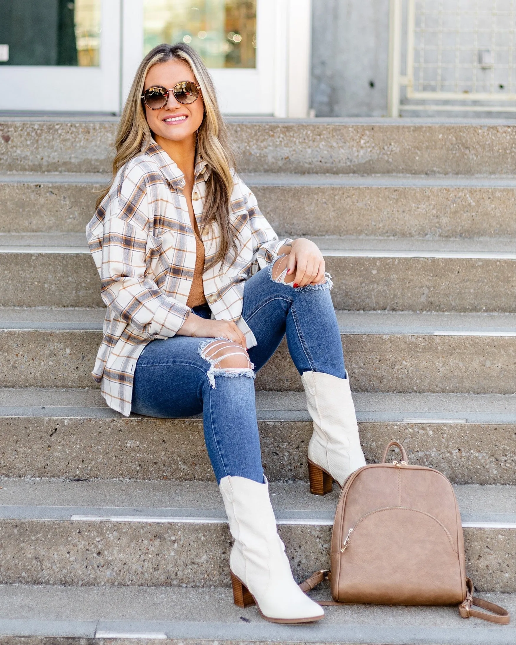 Avery Plaid Flannel - Cream Multi