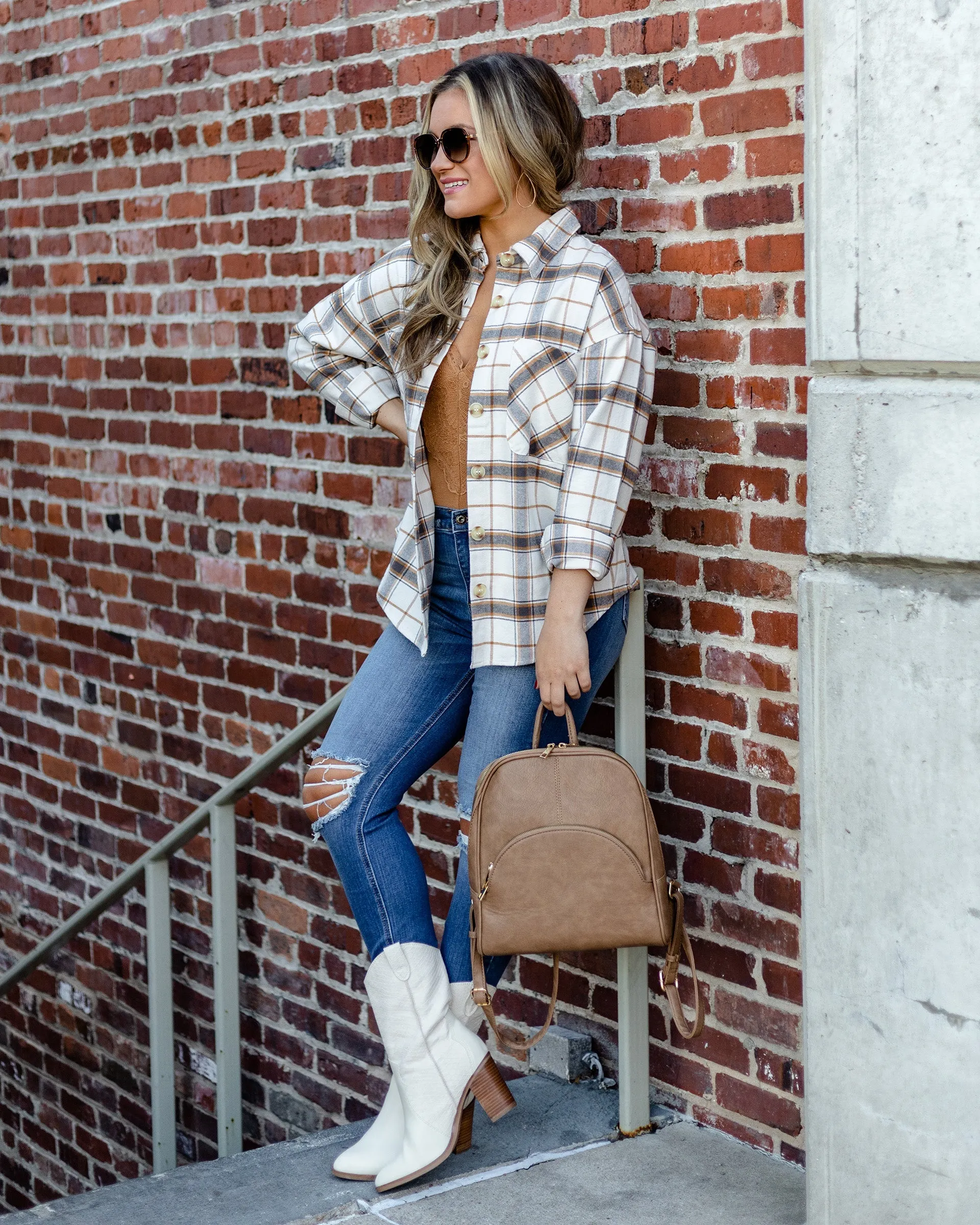 Avery Plaid Flannel - Cream Multi