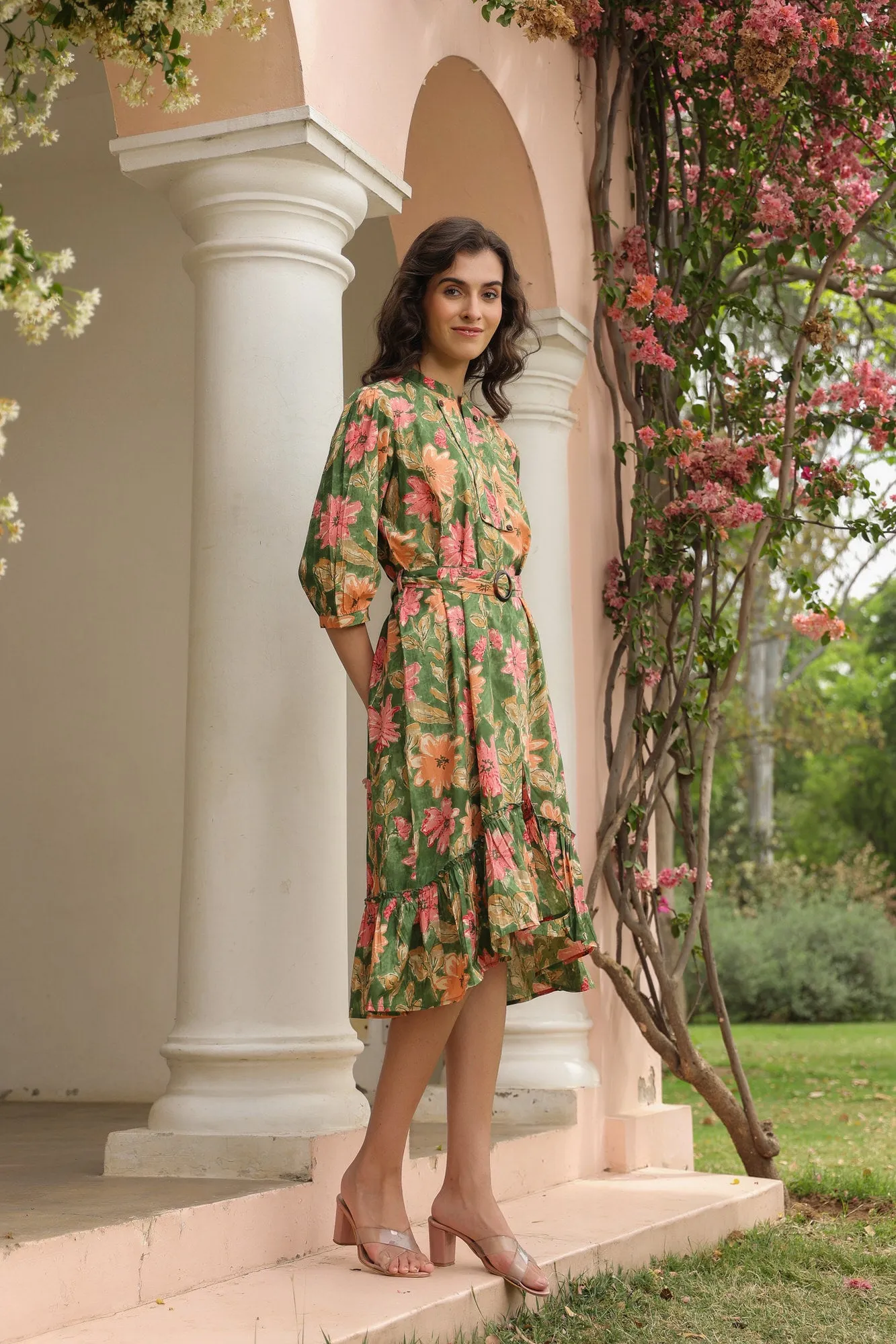 Belted Botanica Cotton Dress