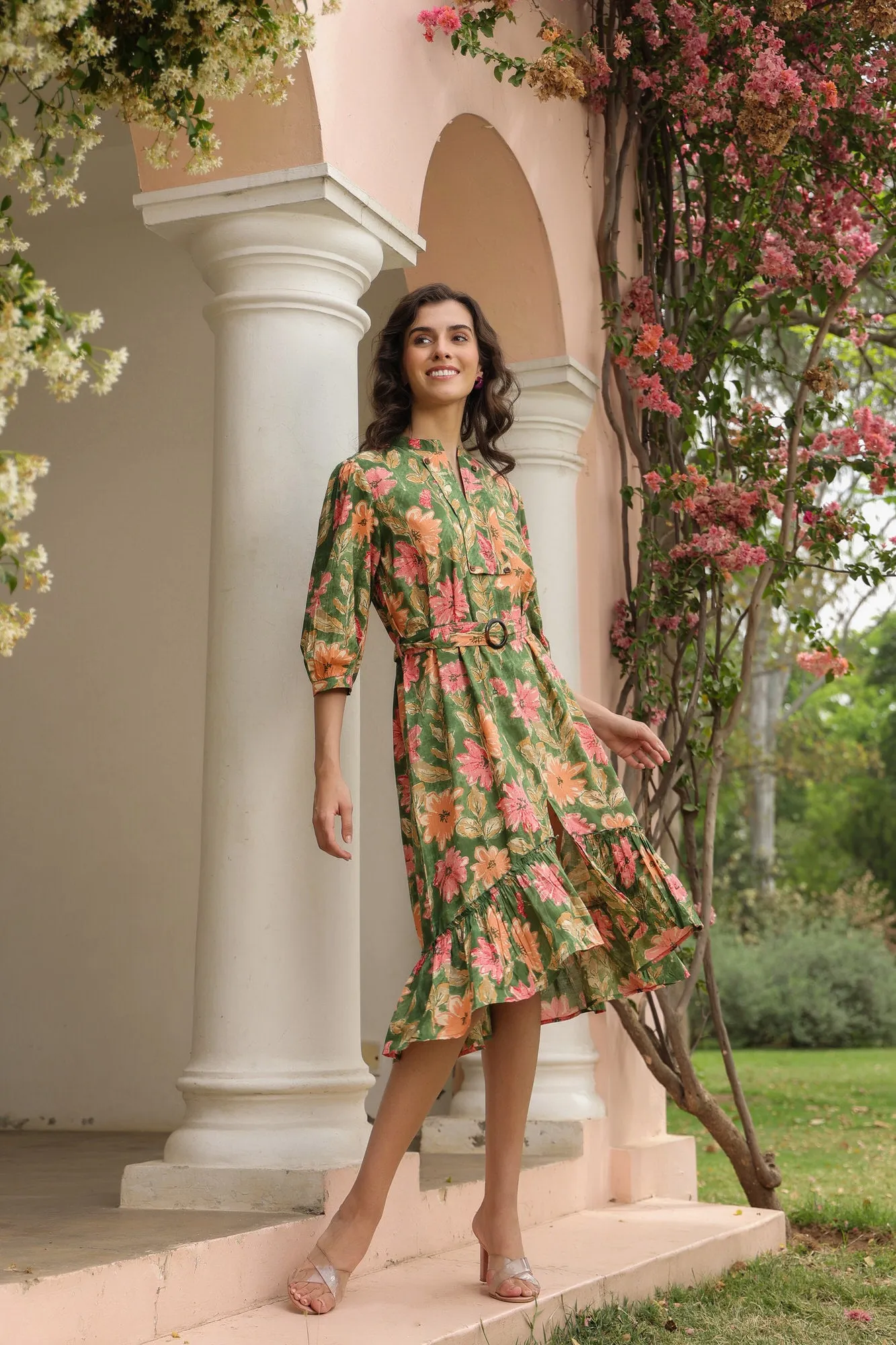 Belted Botanica Cotton Dress