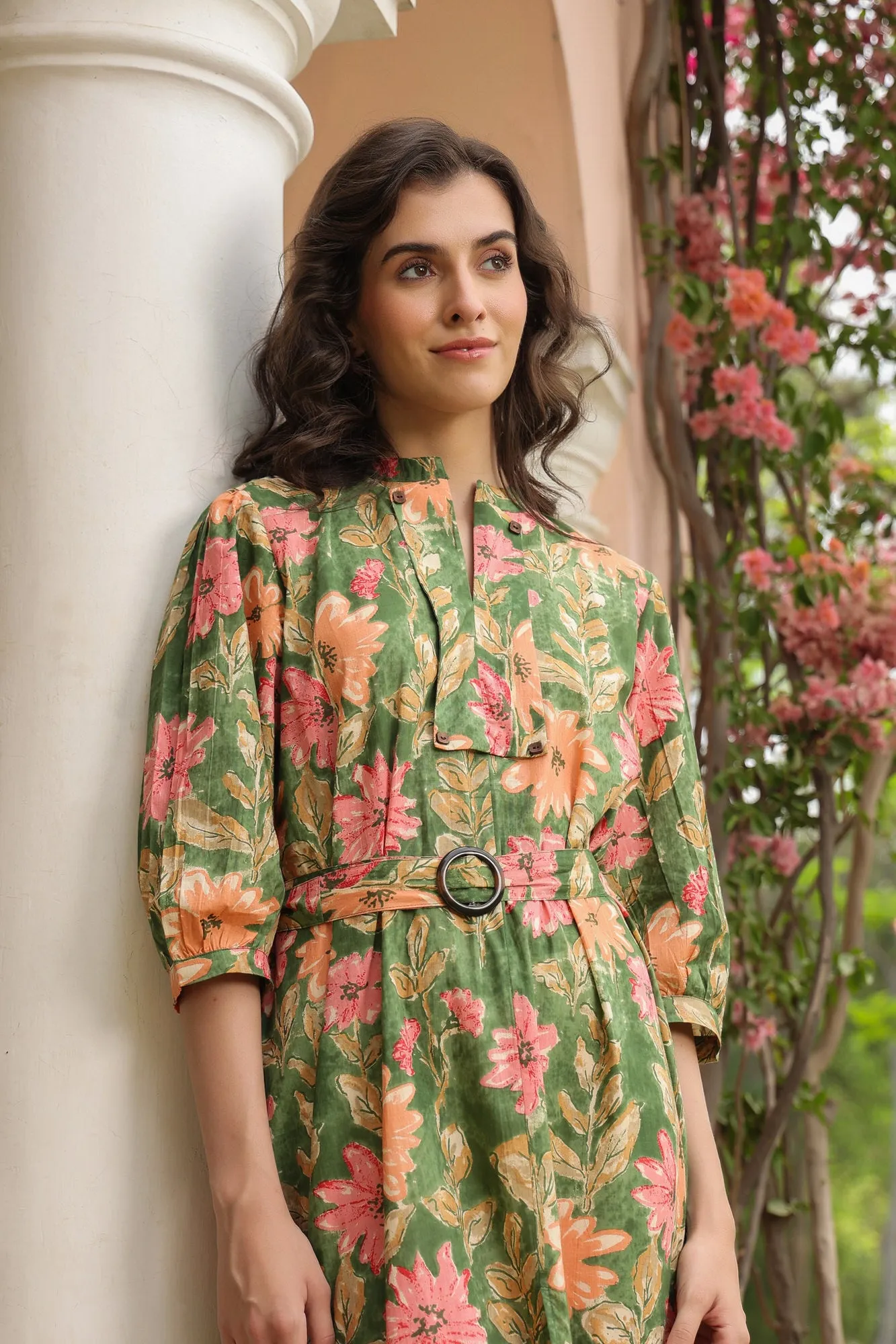 Belted Botanica Cotton Dress