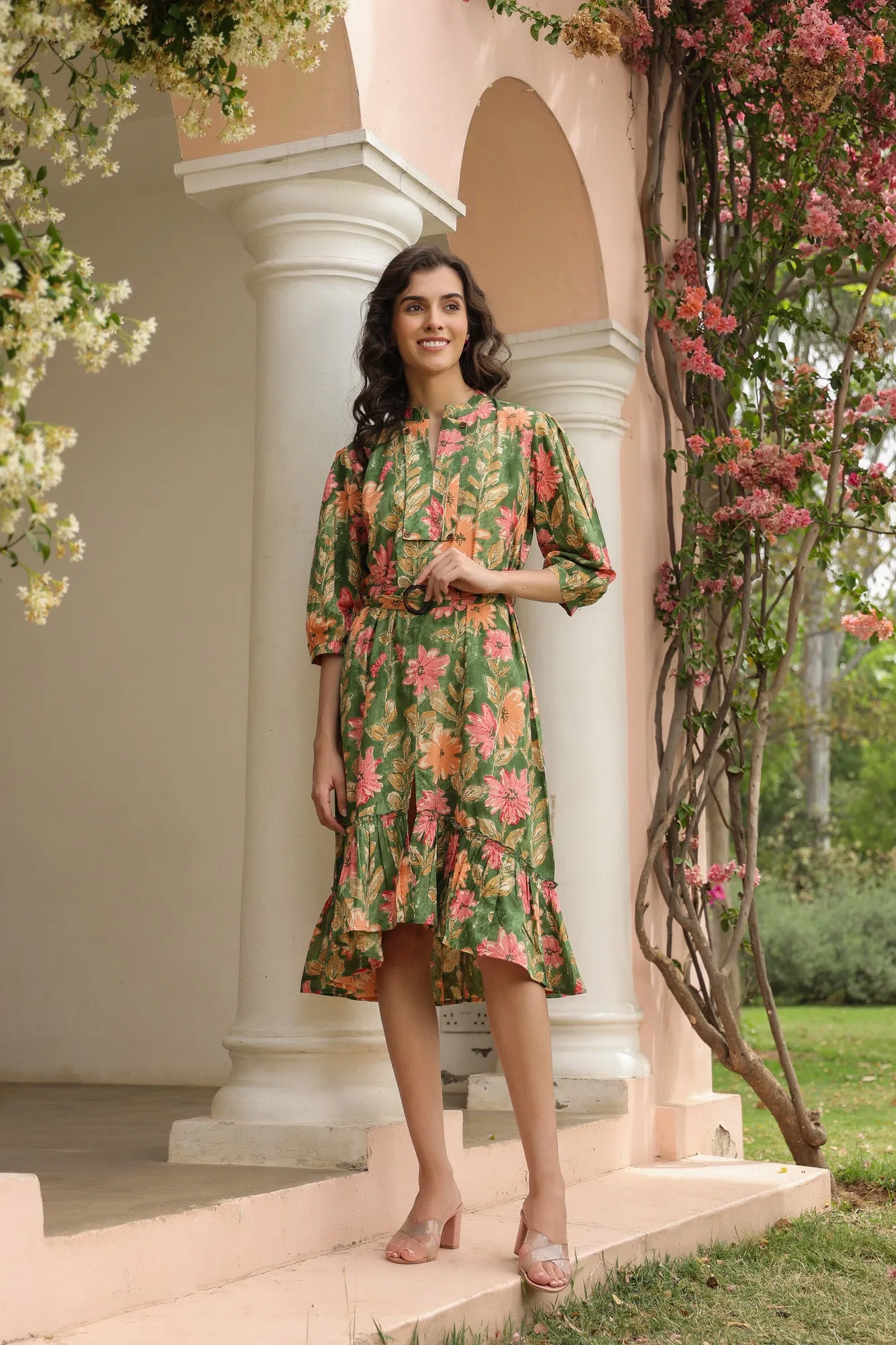 Belted Botanica Cotton Dress