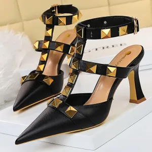 Bigtree Shoes Roman Style High Heels Metal Rivets Kitten Heels Women Pumps Sexy Party Shoes Summer Woman Sandals Heels Shoes