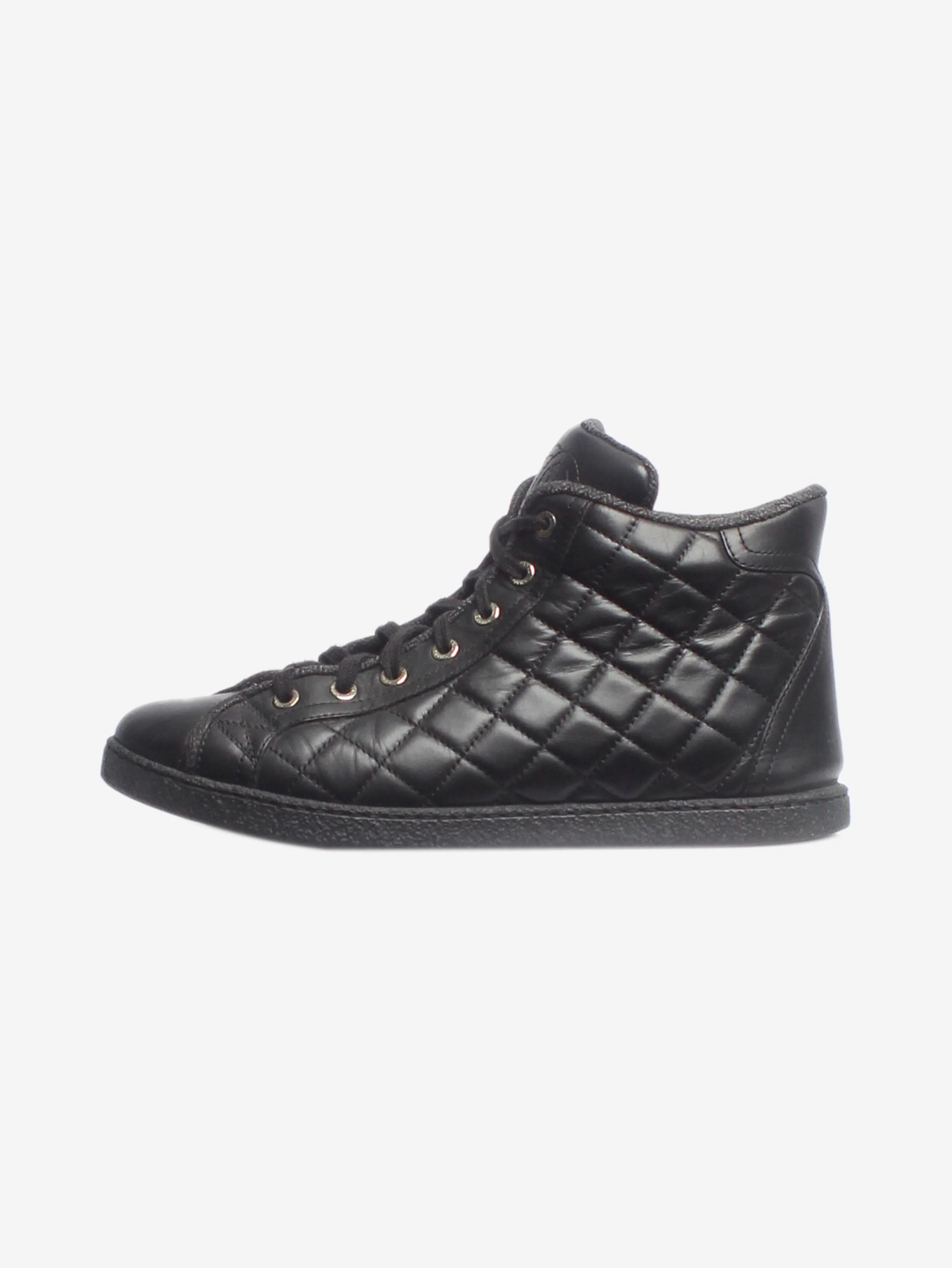 Black diamond-quilted high-top trainers - size EU 39