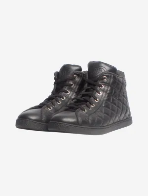 Black diamond-quilted high-top trainers - size EU 39