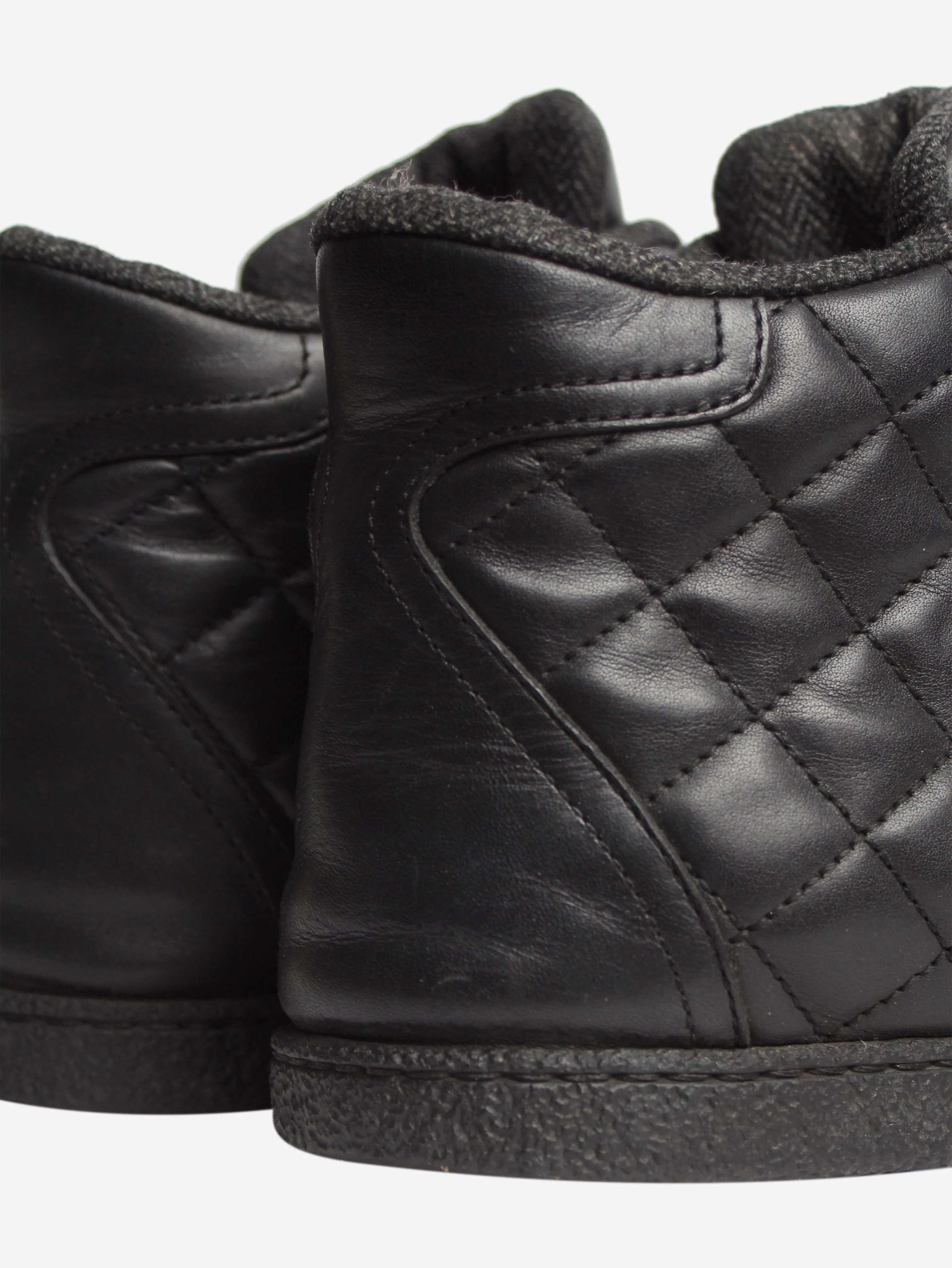 Black diamond-quilted high-top trainers - size EU 39