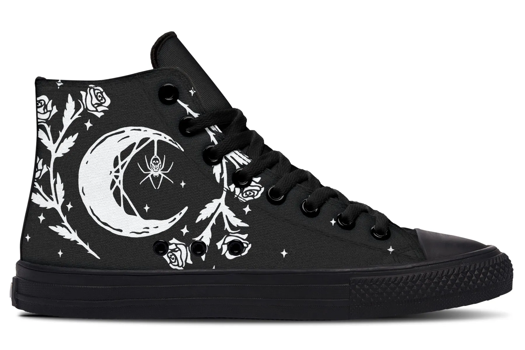 Black Widow High Tops - Classic Premium Canvas Shoes with Comfortable and Durable Soles