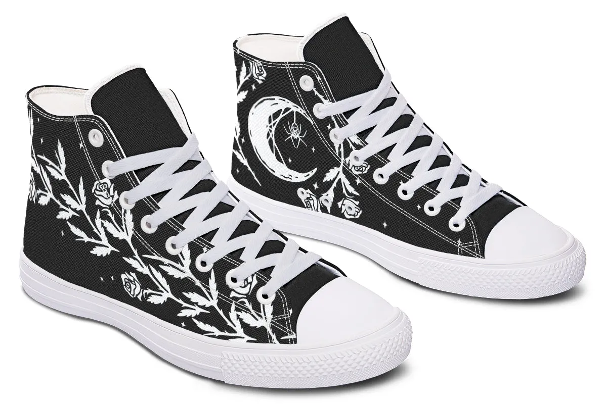 Black Widow High Tops - Classic Premium Canvas Shoes with Comfortable and Durable Soles