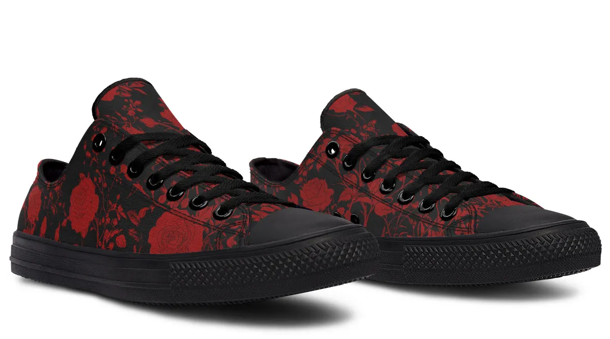 Blood Rose Romance Low Tops - Classic Premium Canvas Shoes with Comfortable and Durable Soles