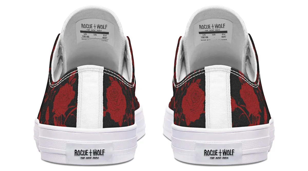 Blood Rose Romance Low Tops - Classic Premium Canvas Shoes with Comfortable and Durable Soles