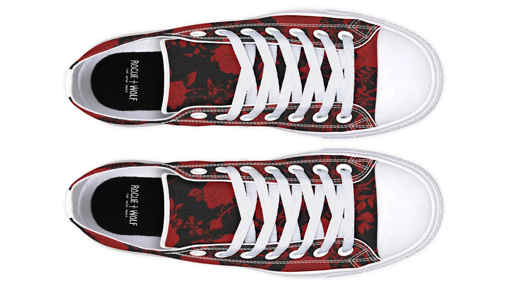 Blood Rose Romance Low Tops - Classic Premium Canvas Shoes with Comfortable and Durable Soles