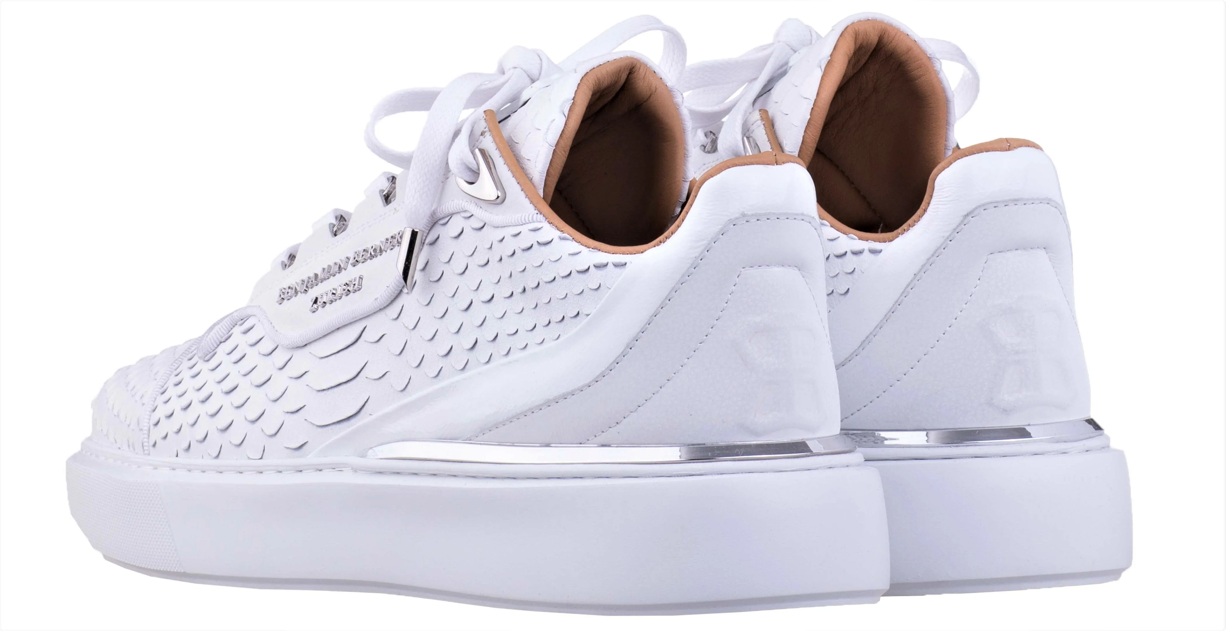 BNJ RAPHAEL Low-Top  ALL WHITE PYTHON CUT-MATT NAPPA