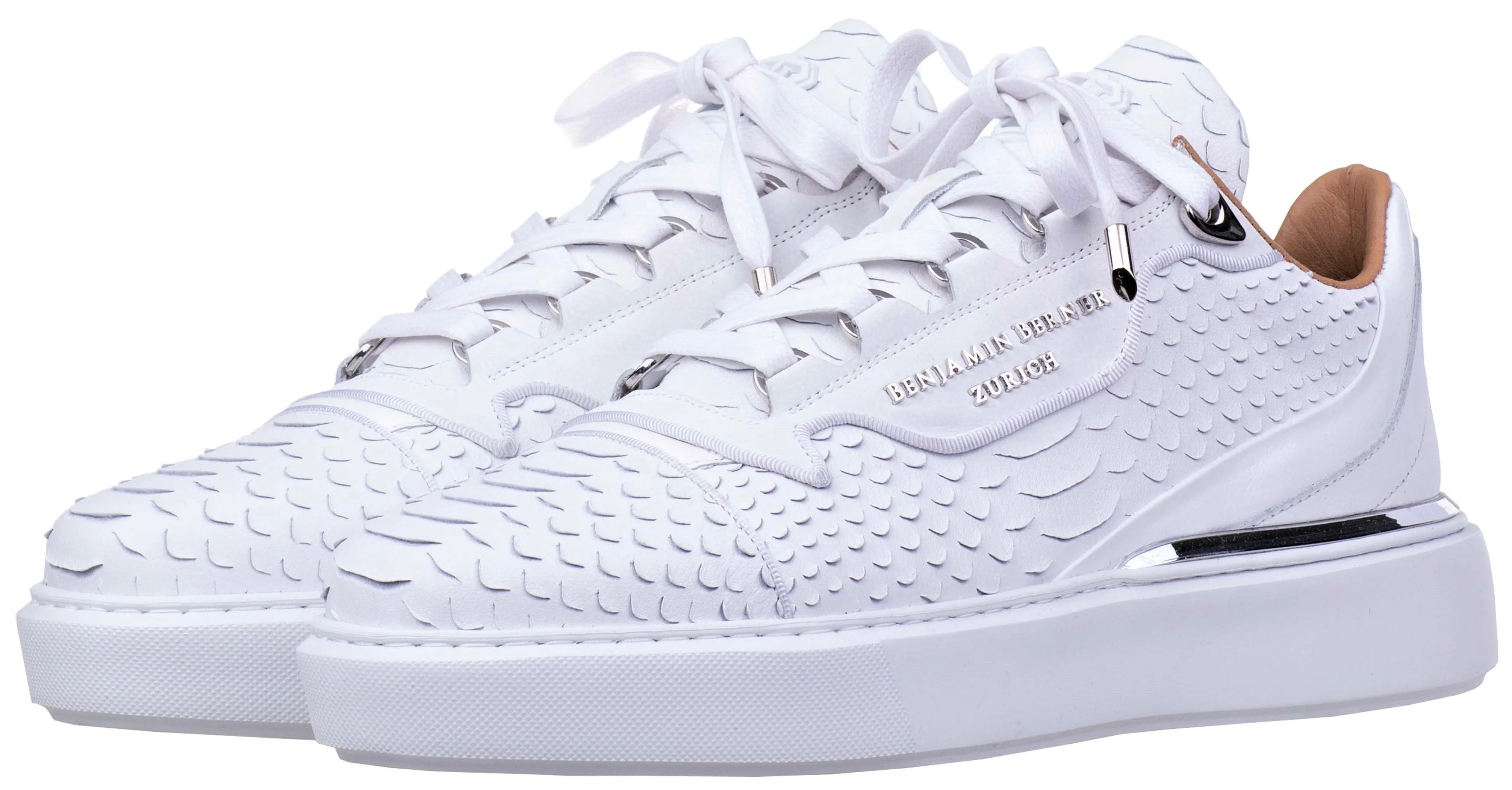 BNJ RAPHAEL Low-Top  ALL WHITE PYTHON CUT-MATT NAPPA