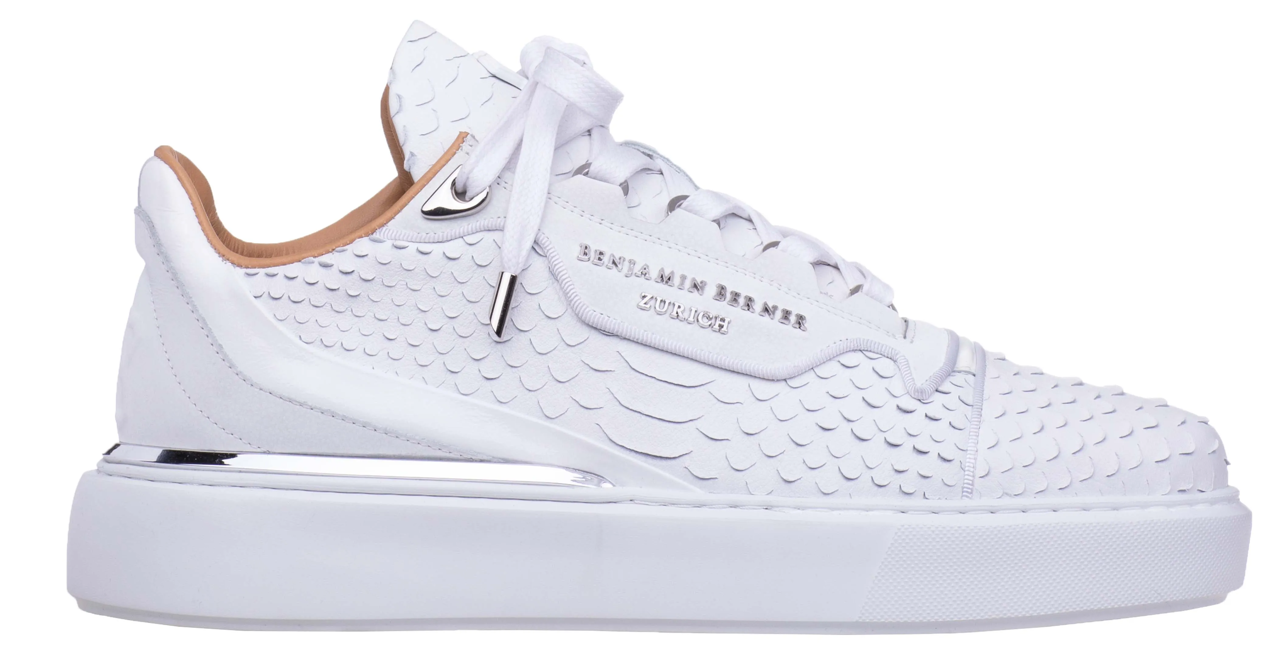 BNJ RAPHAEL Low-Top  ALL WHITE PYTHON CUT-MATT NAPPA