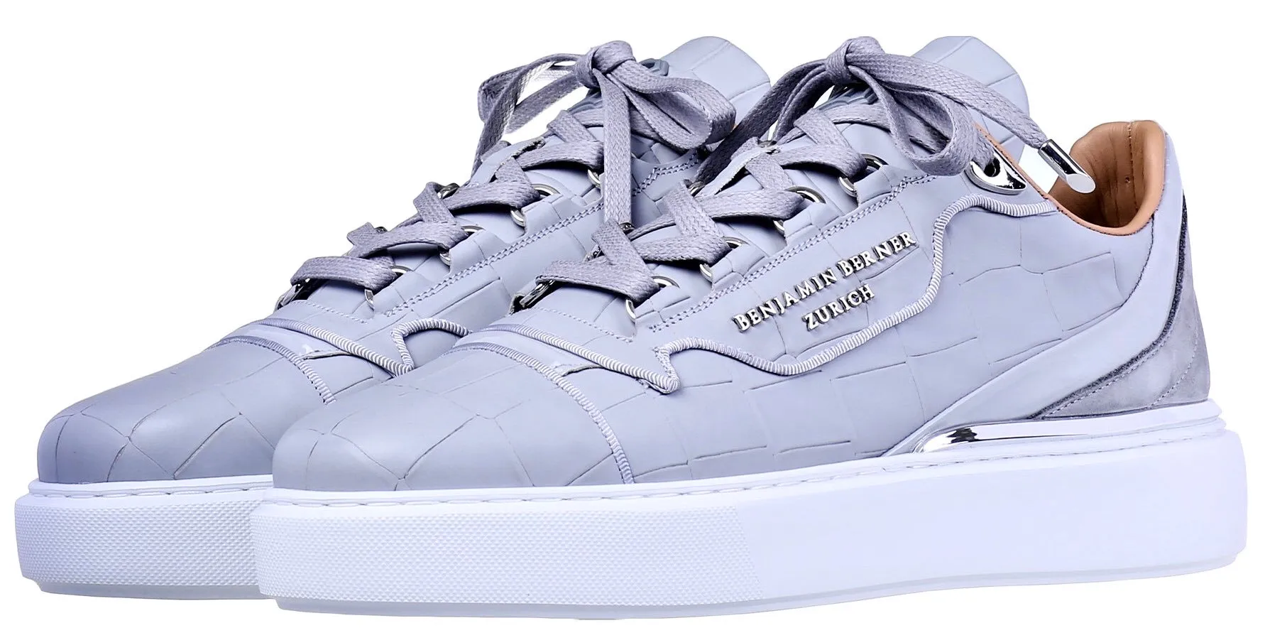 BNJ RAPHAEL Low-Top ICE GREY MATT CROCODILE