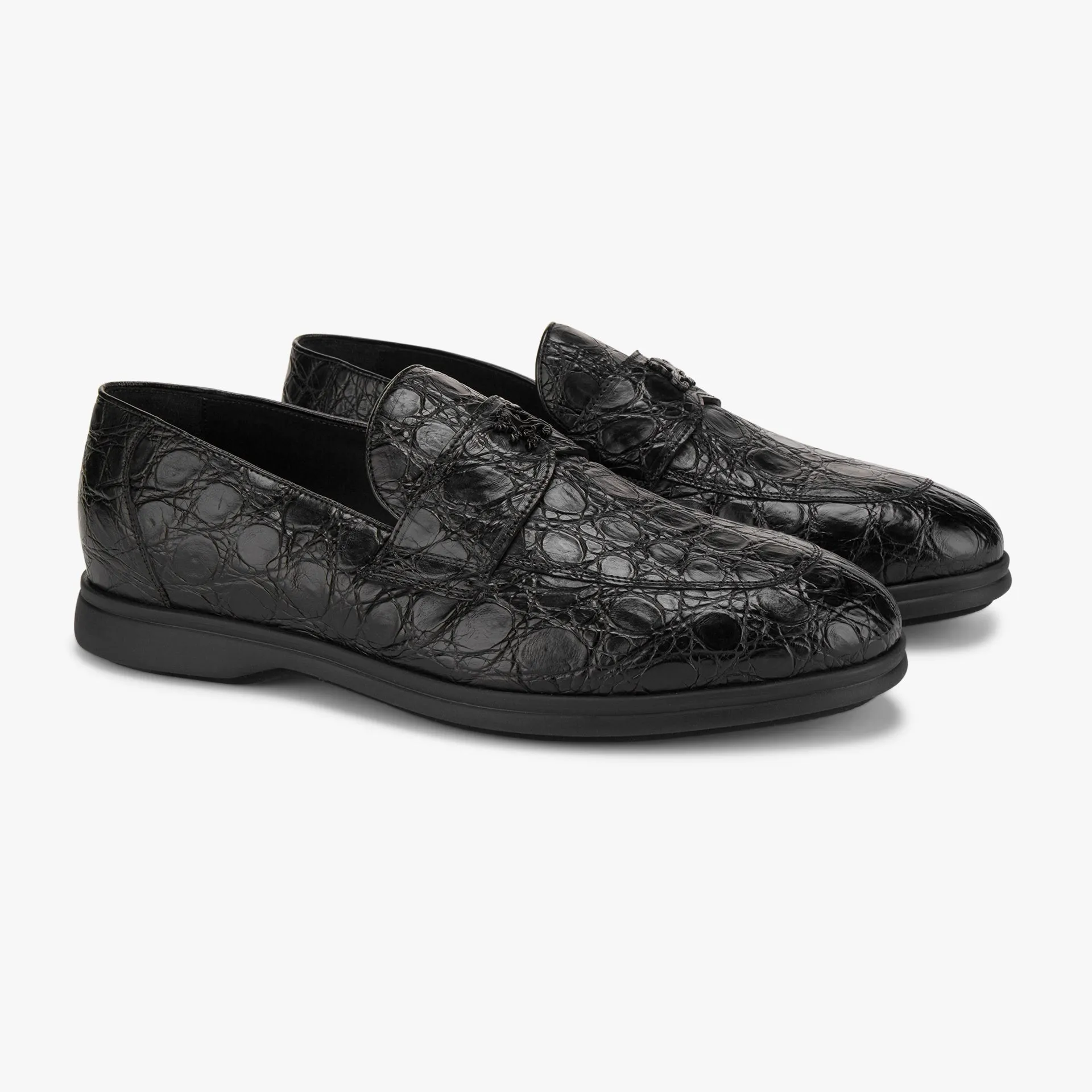 Caiman Loafers with Black Rubber Sole