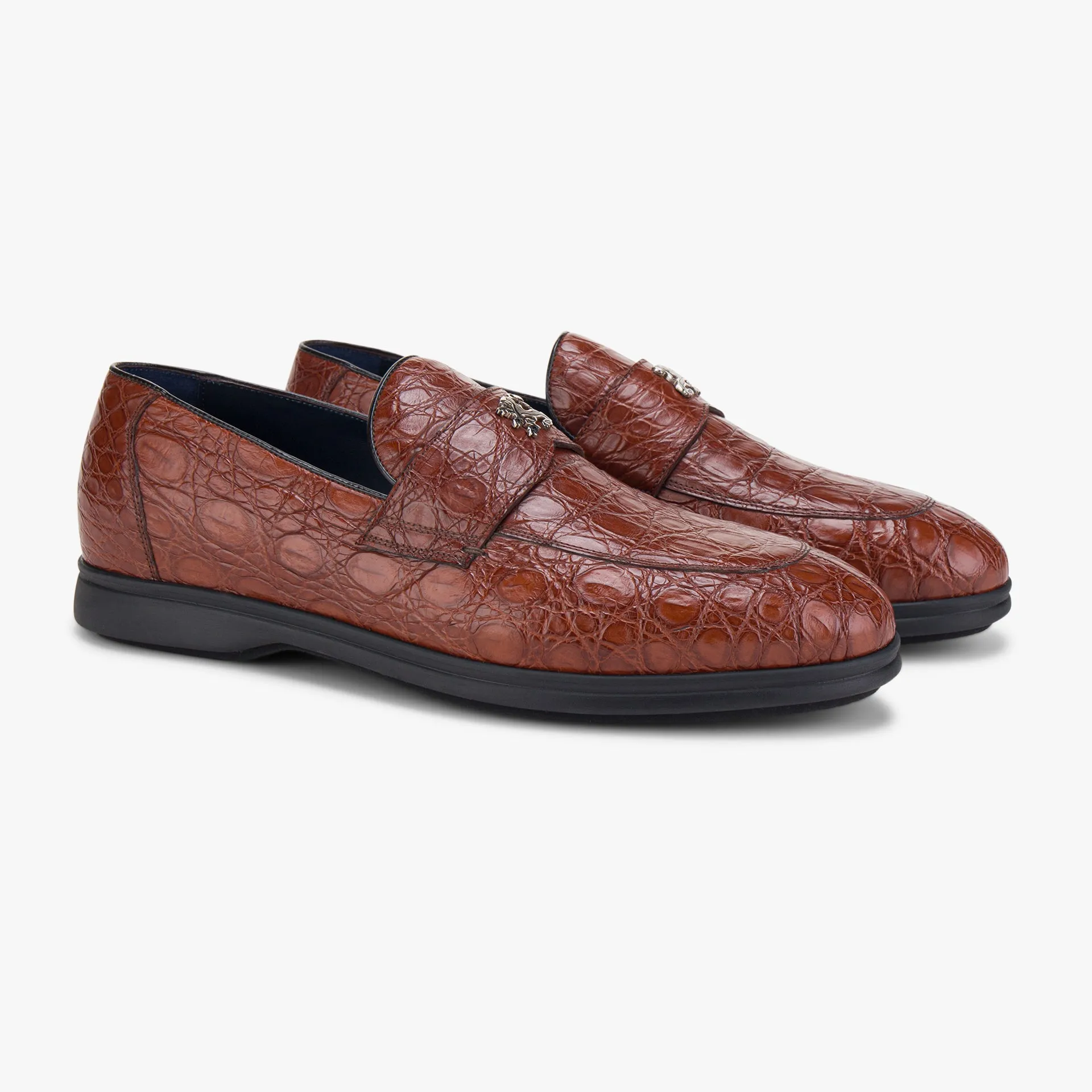 Caiman Loafers with Black Rubber Sole