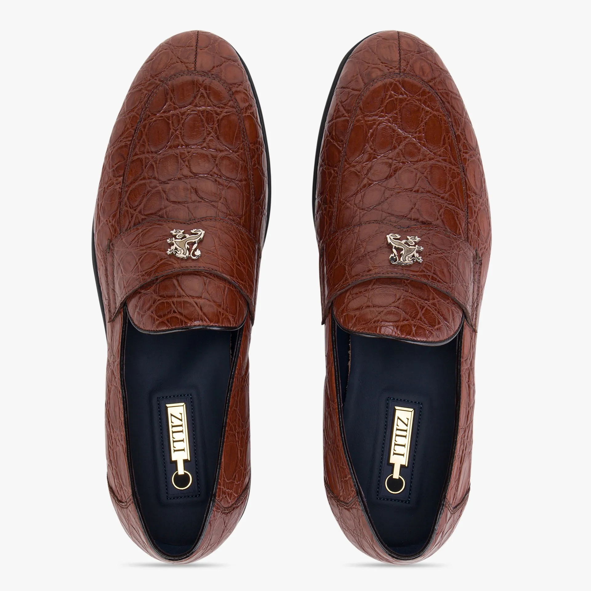 Caiman Loafers with Black Rubber Sole