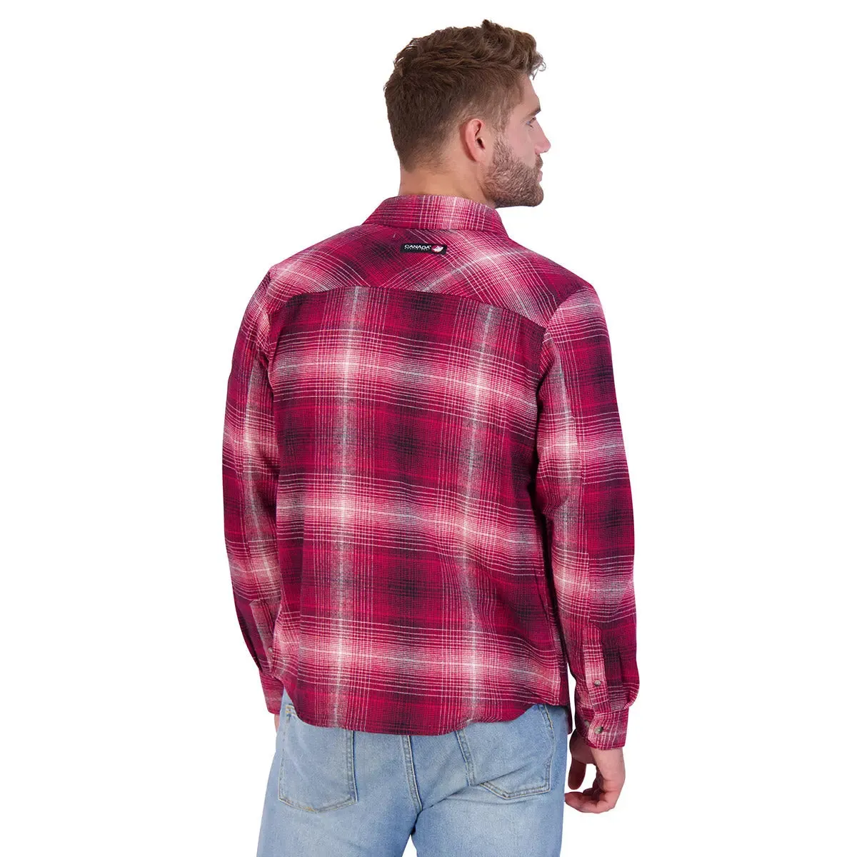 Canada Weather Gear Men's Flannel With Chambray Lined Collar