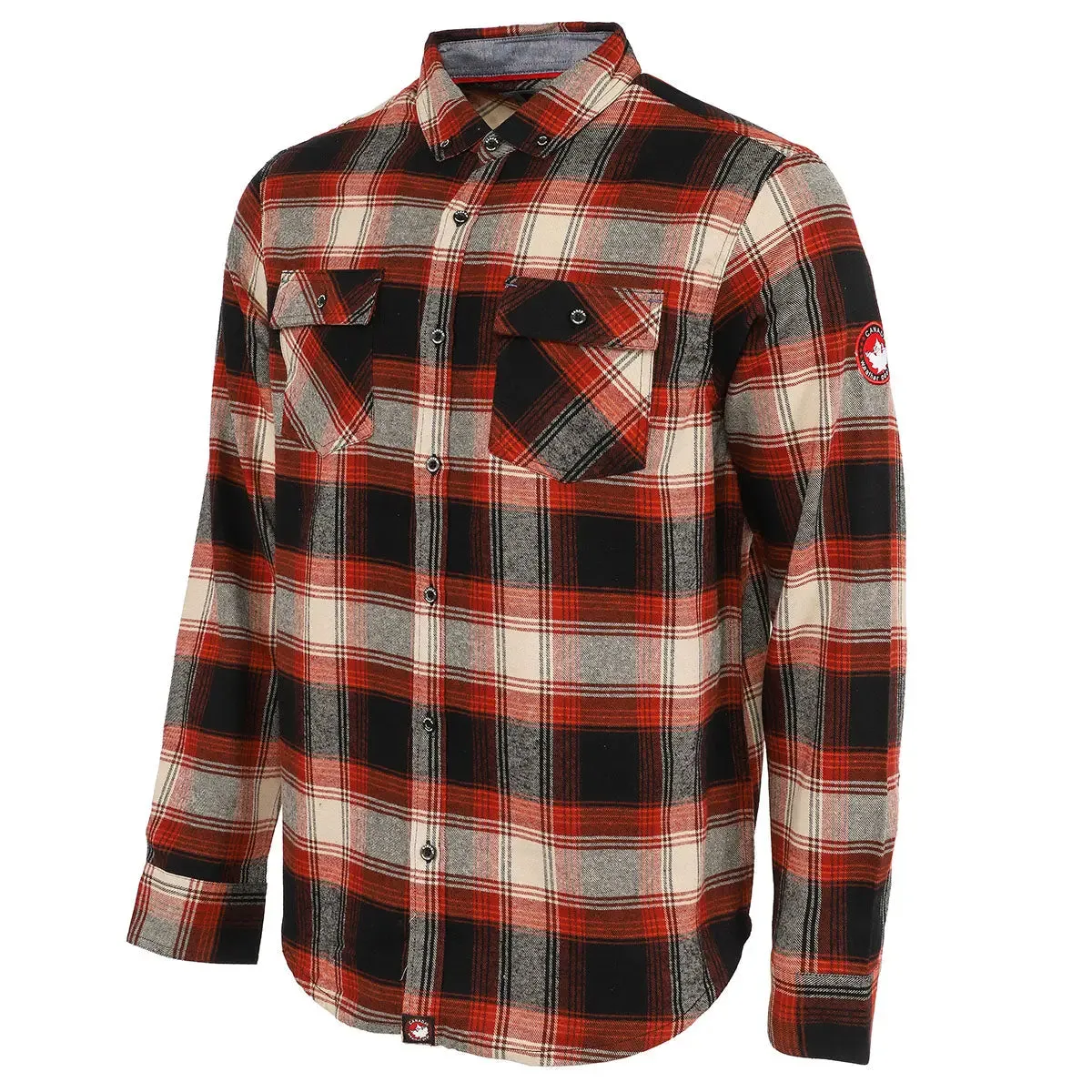 Canada Weather Gear Men's Flannel With Chambray Lined Collar