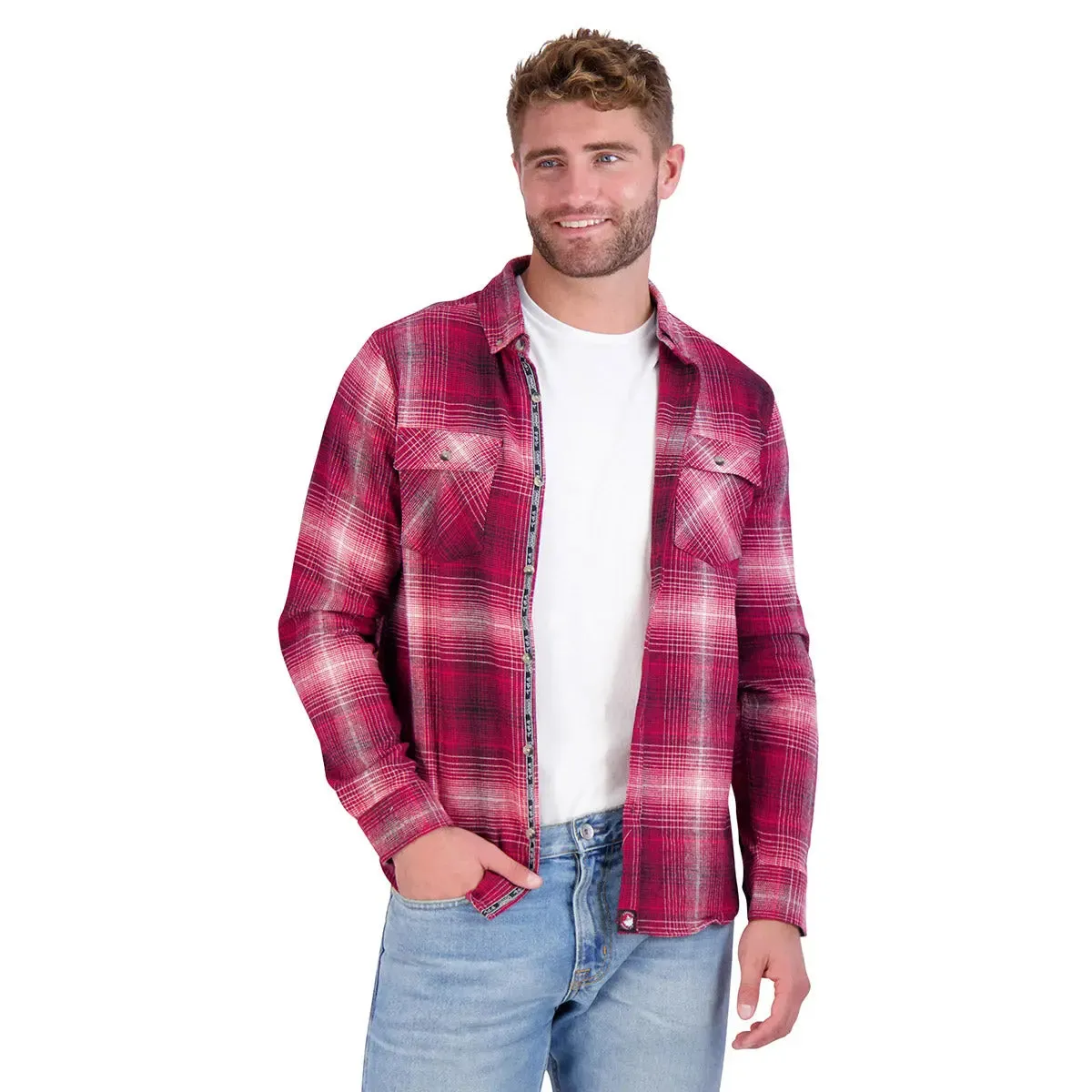 Canada Weather Gear Men's Flannel With Chambray Lined Collar