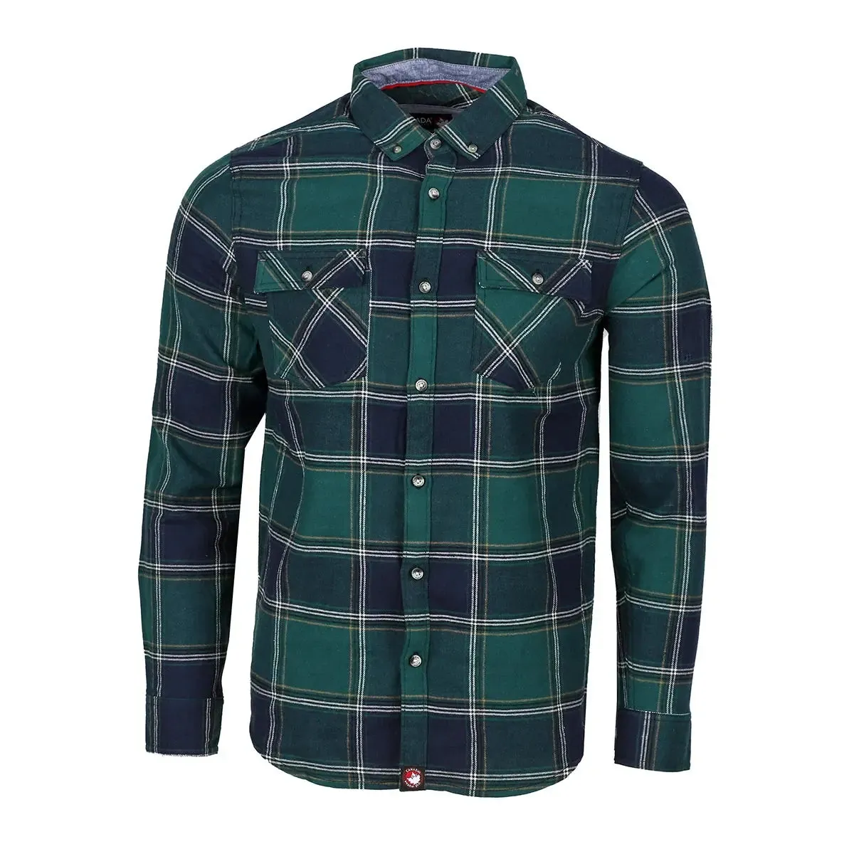 Canada Weather Gear Men's Flannel With Chambray Lined Collar