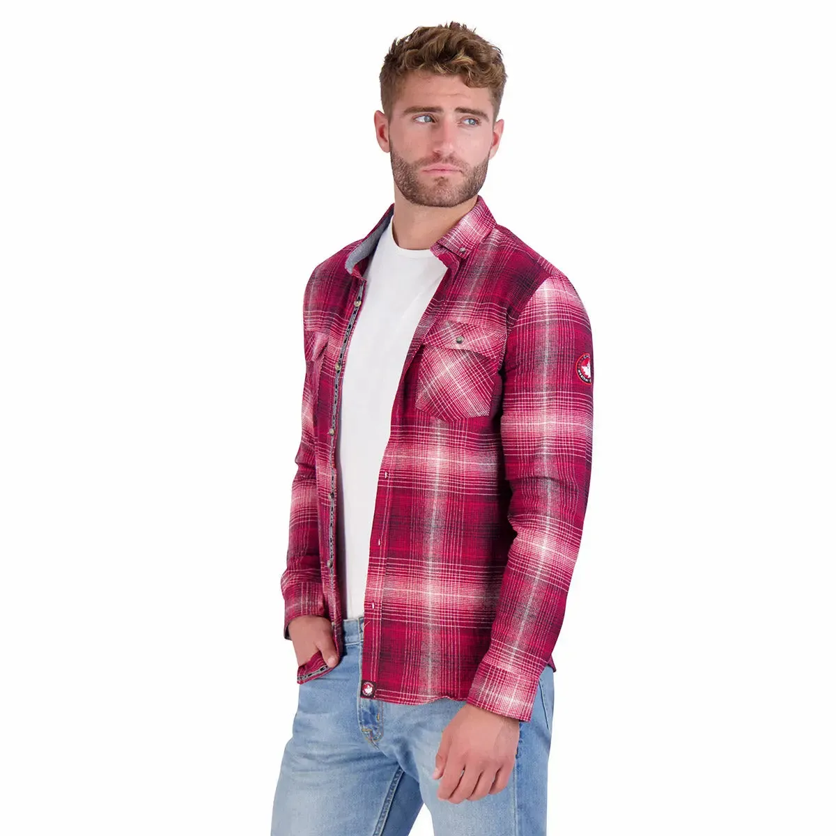 Canada Weather Gear Men's Flannel With Chambray Lined Collar