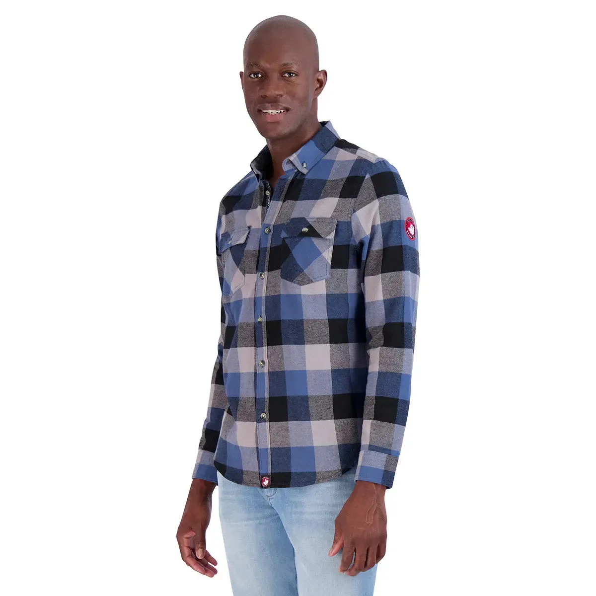 Canada Weather Gear Men's Flannel With Chambray Lined Collar