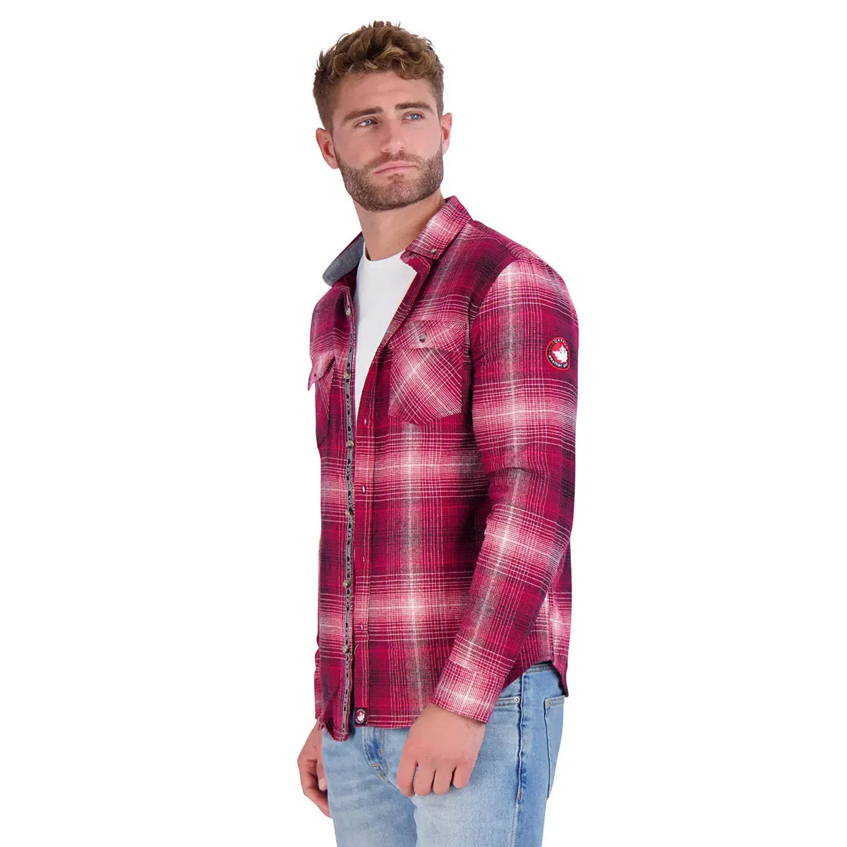 Canada Weather Gear Men's Flannel With Chambray Lined Collar