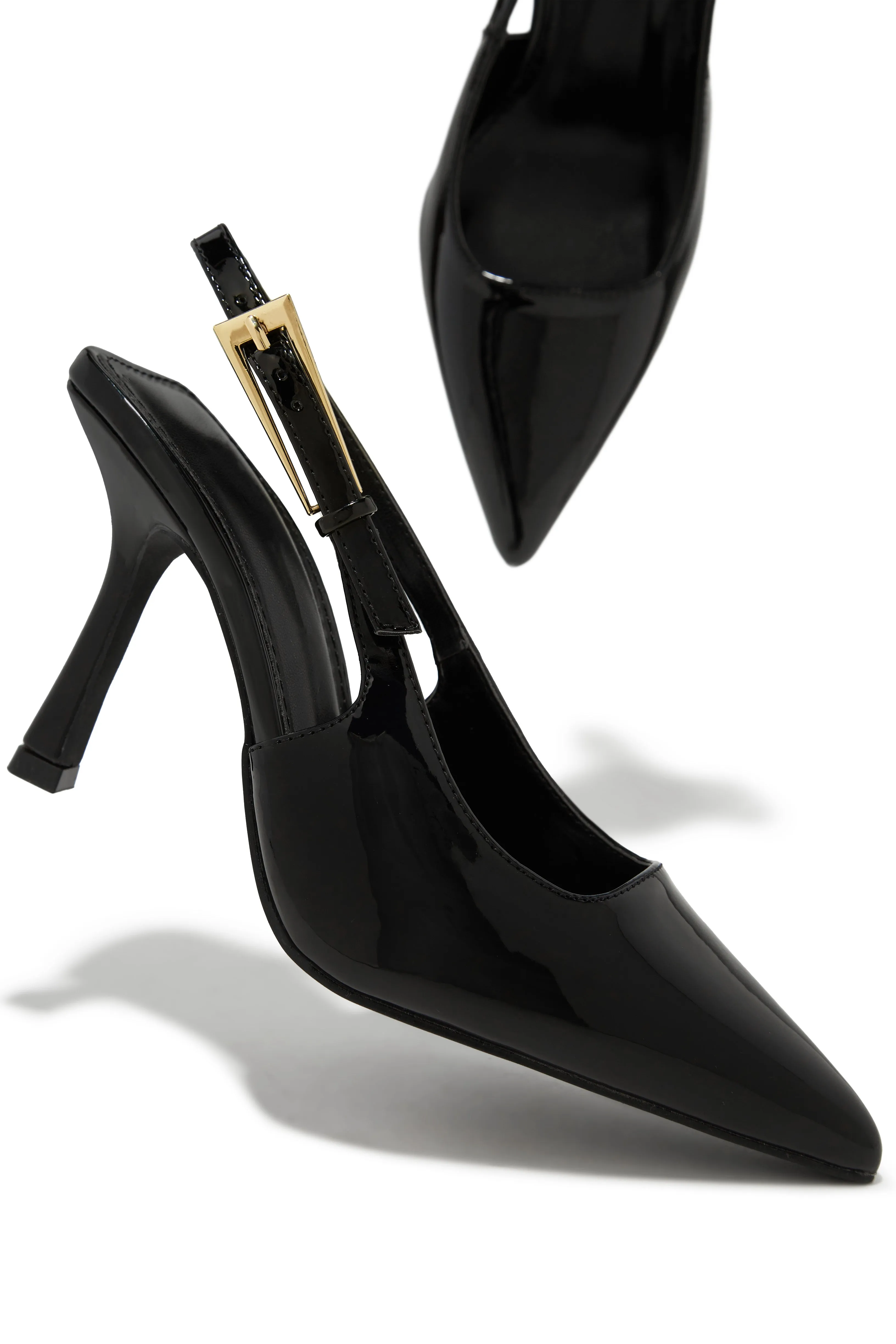 Caroline Slingback Pumps - Black Pat