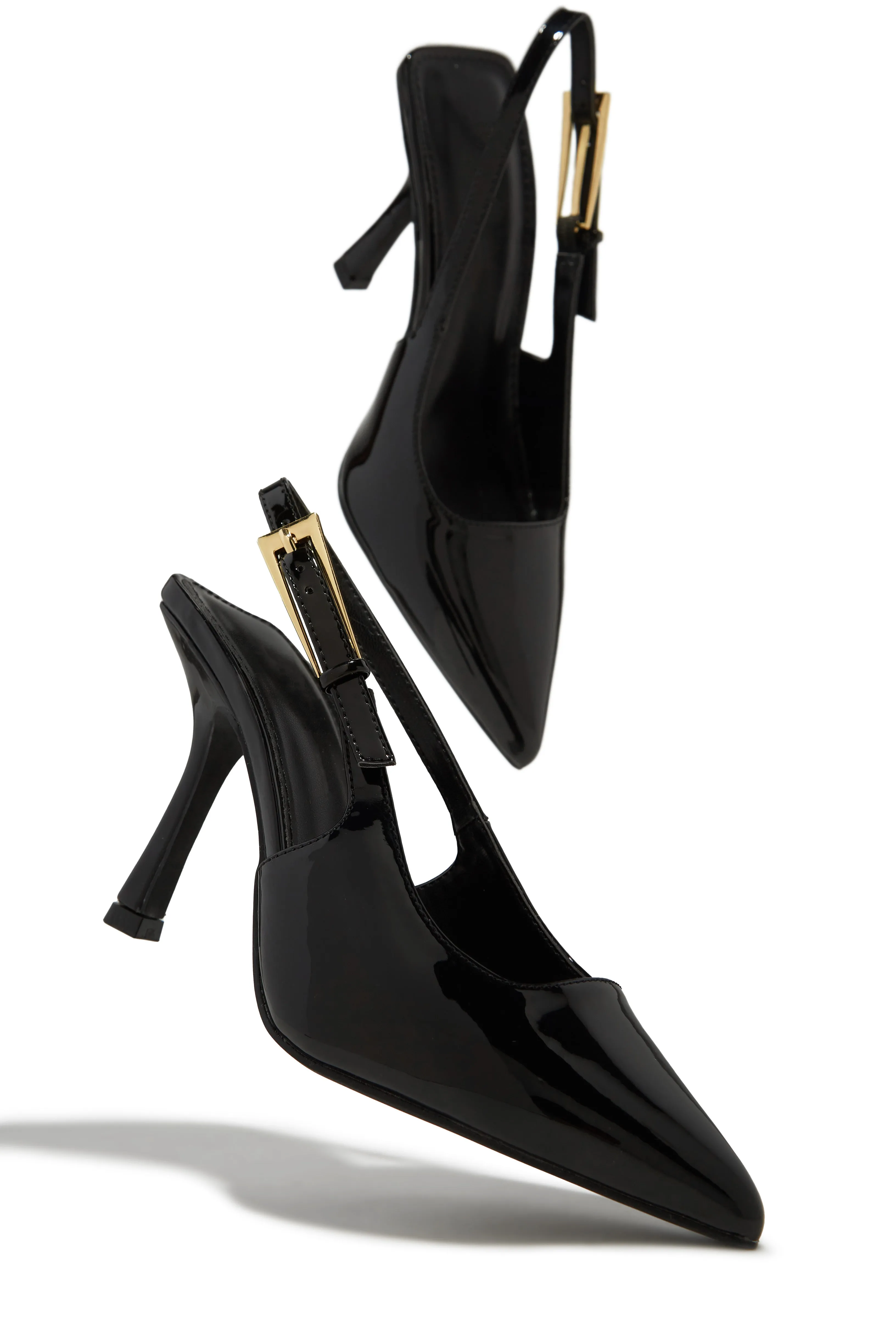 Caroline Slingback Pumps - Black Pat