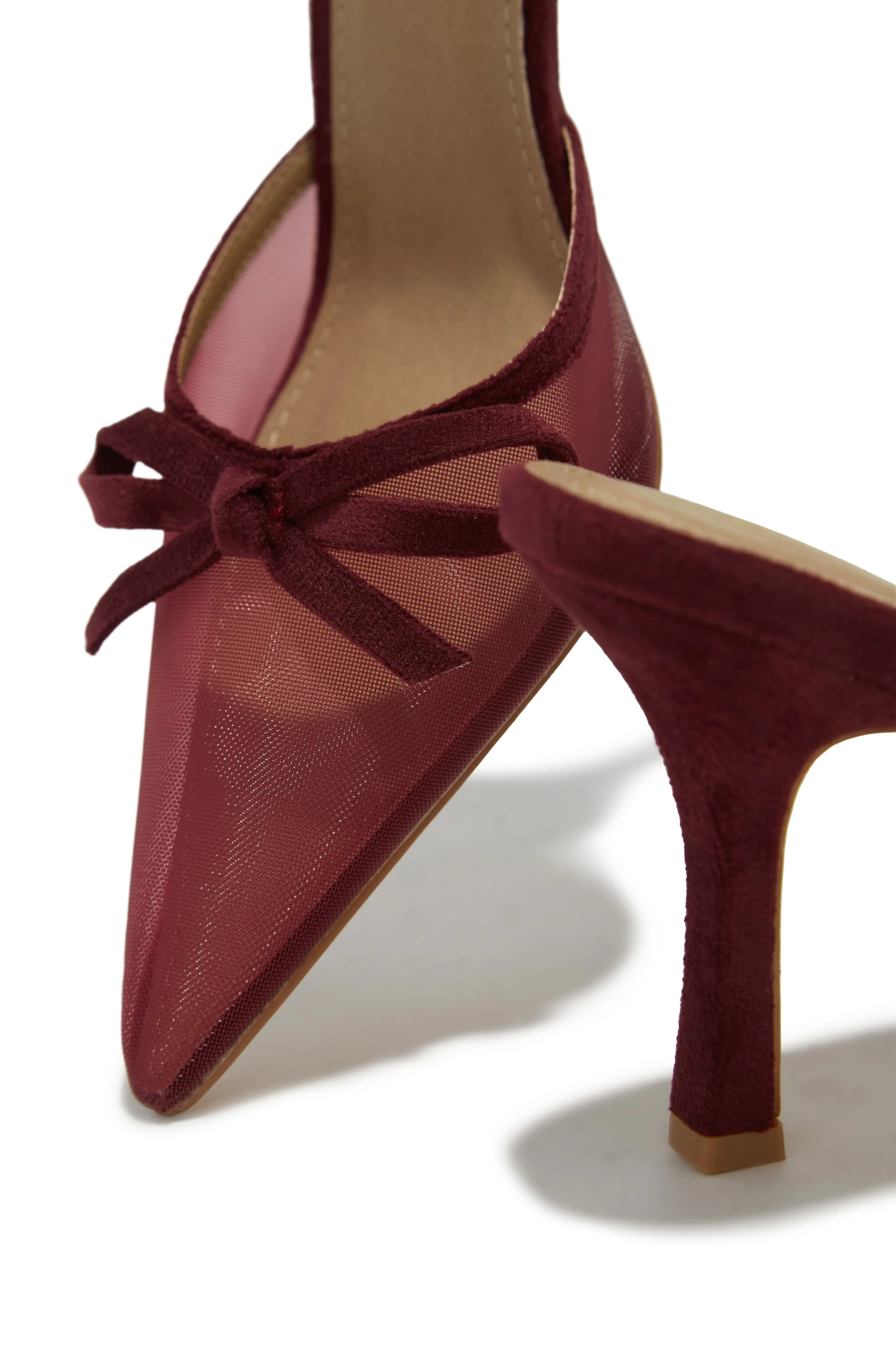 Carrie Mule Heel Pumps - Cherry