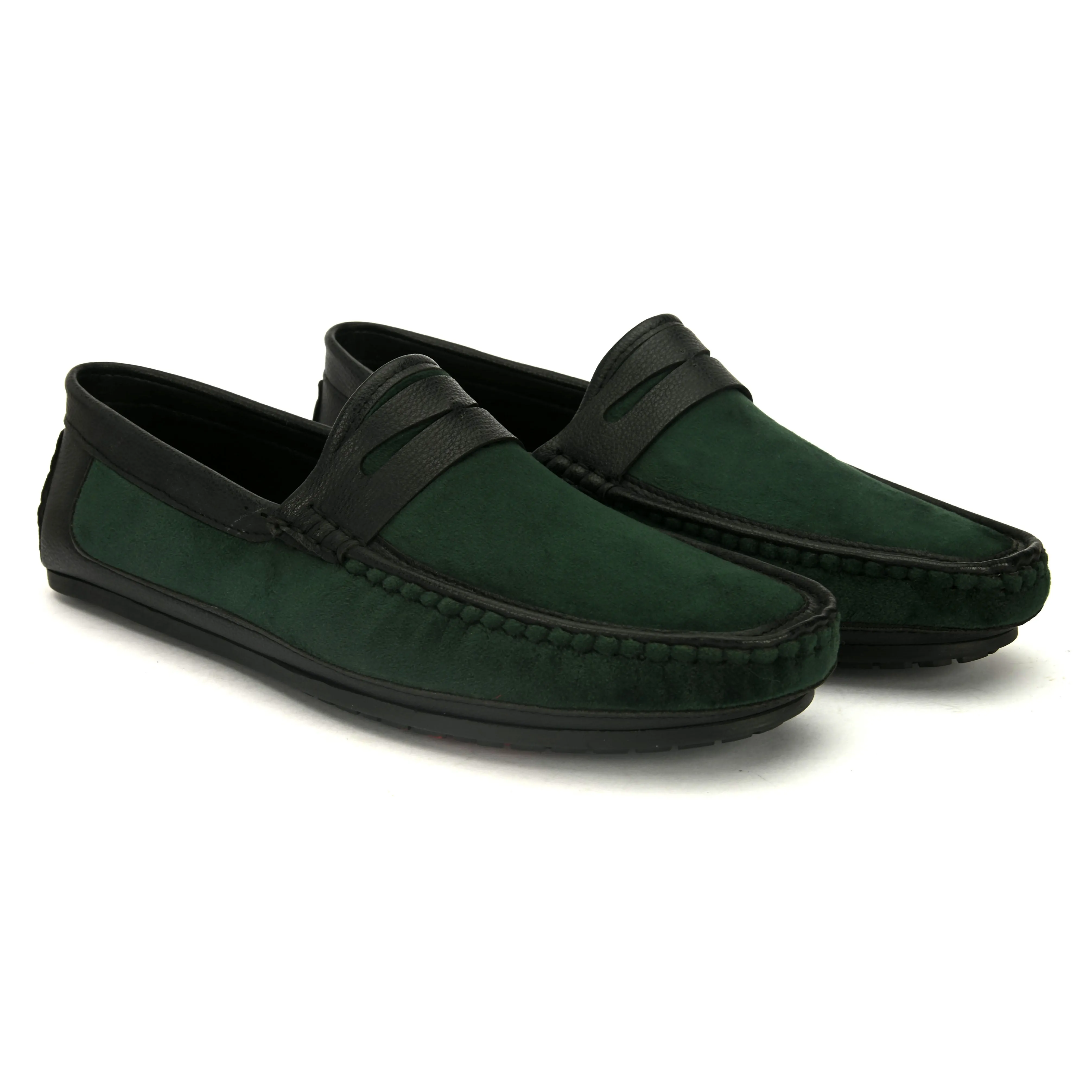 Cassio Olive Green Driving Loafers