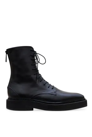 Classic Black Leather Combat Boots