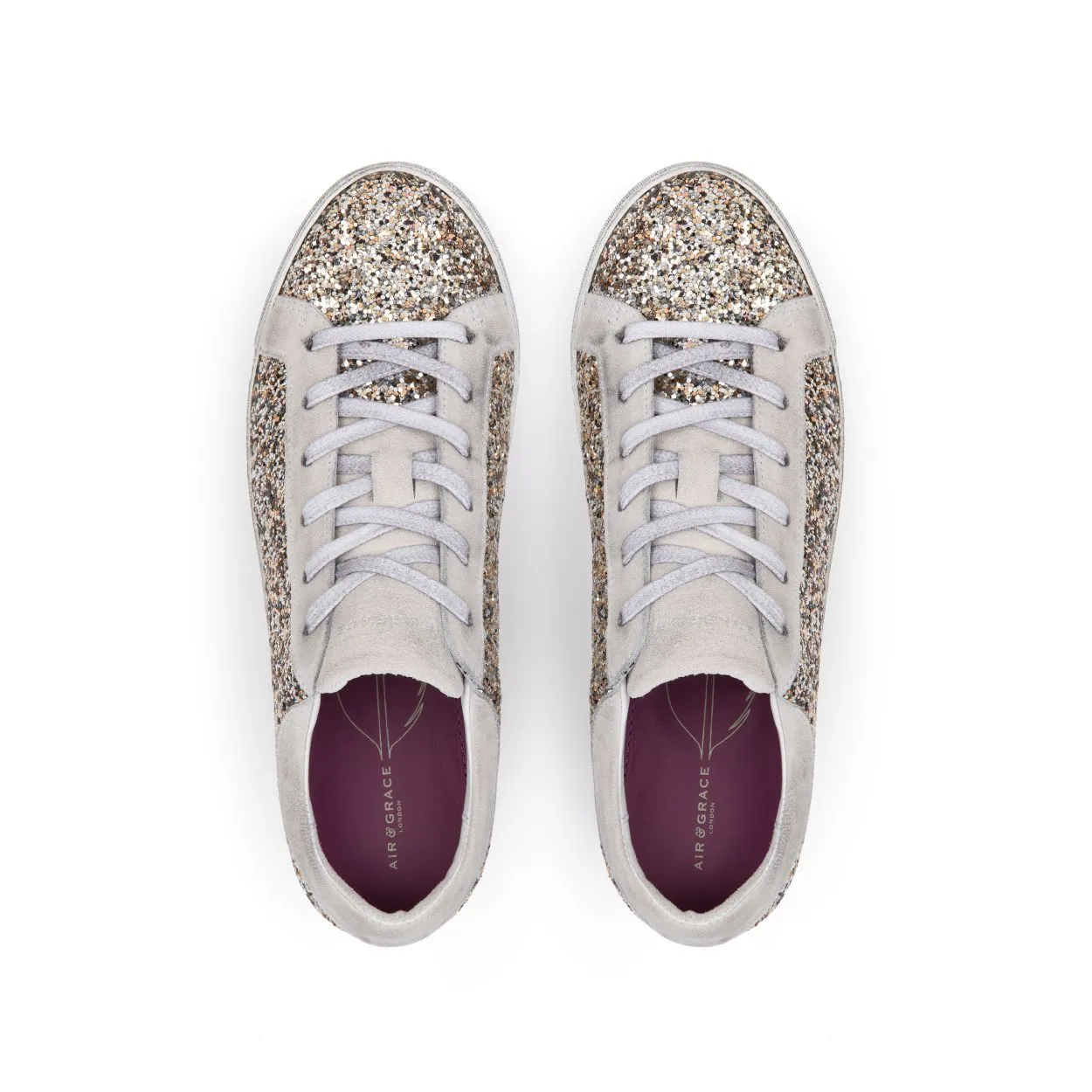 Cru: Multi Silver Glitter Trainers