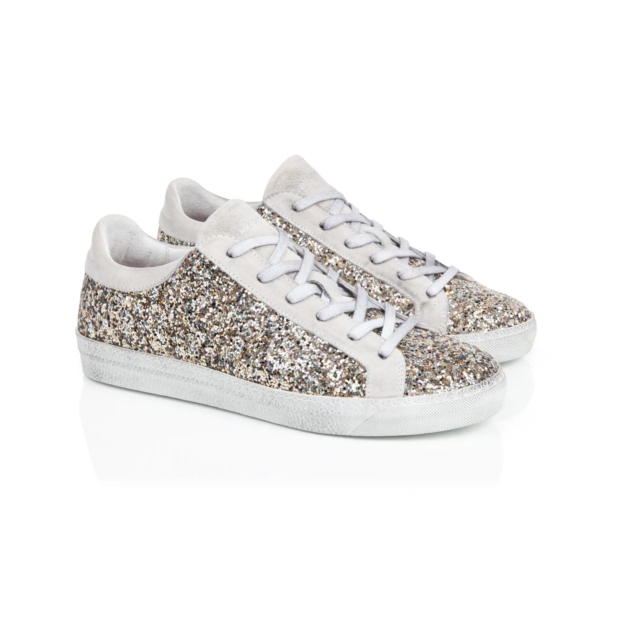 Cru: Multi Silver Glitter Trainers