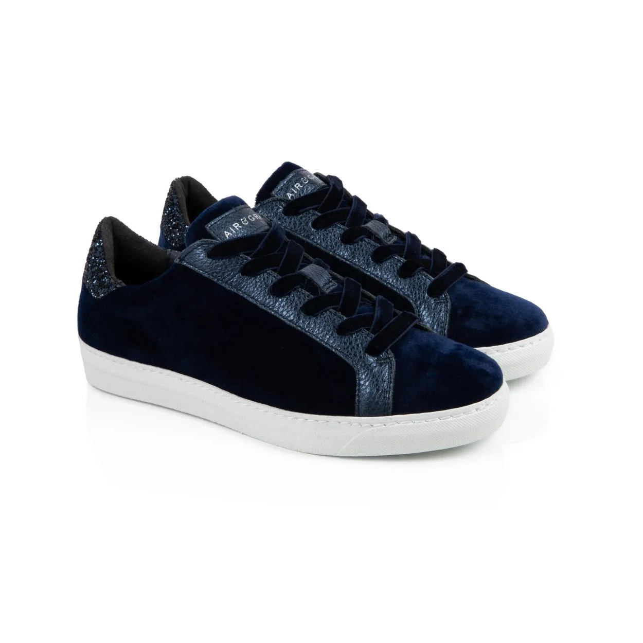 Cru: Navy Velvet & Glitter Trainers