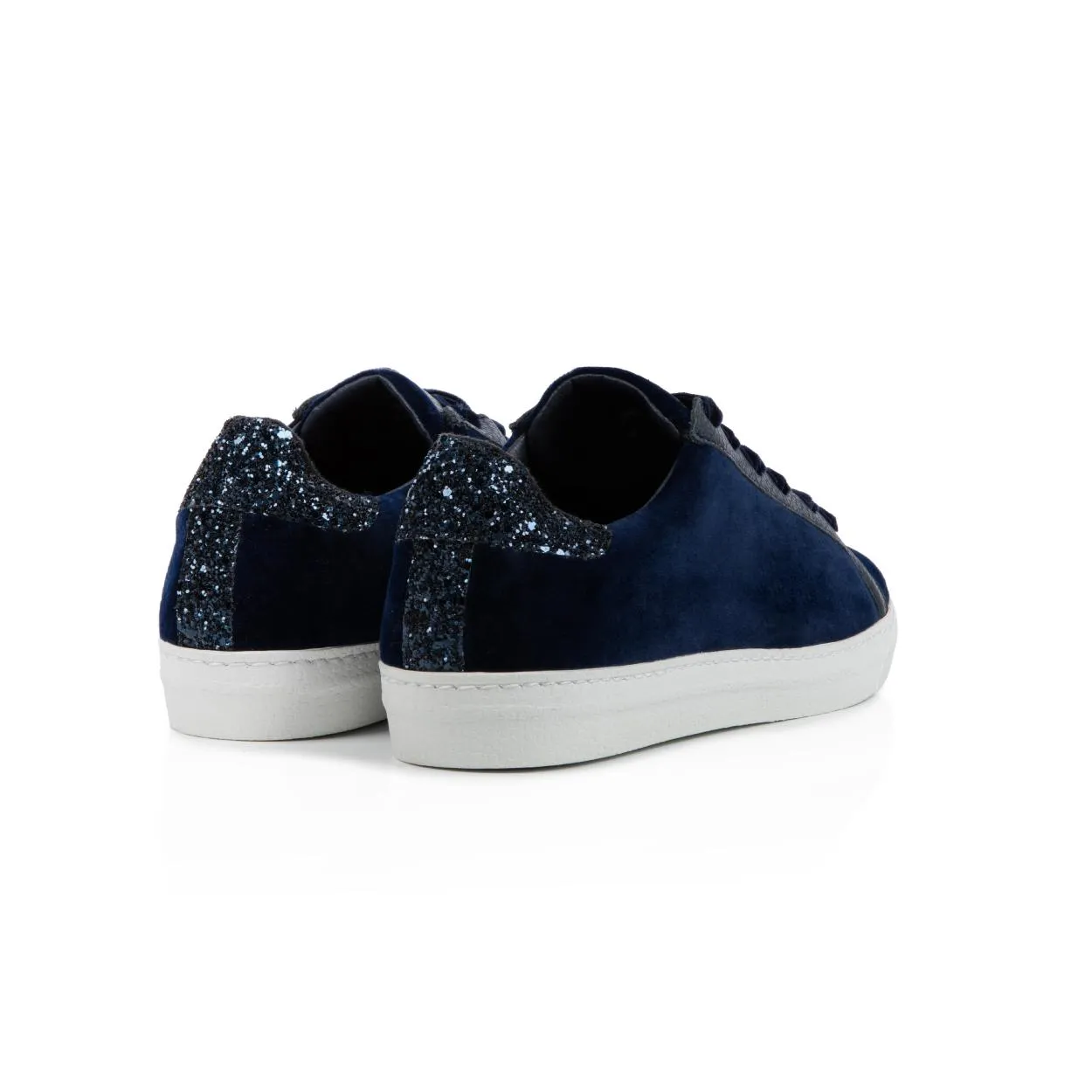 Cru: Navy Velvet & Glitter Trainers