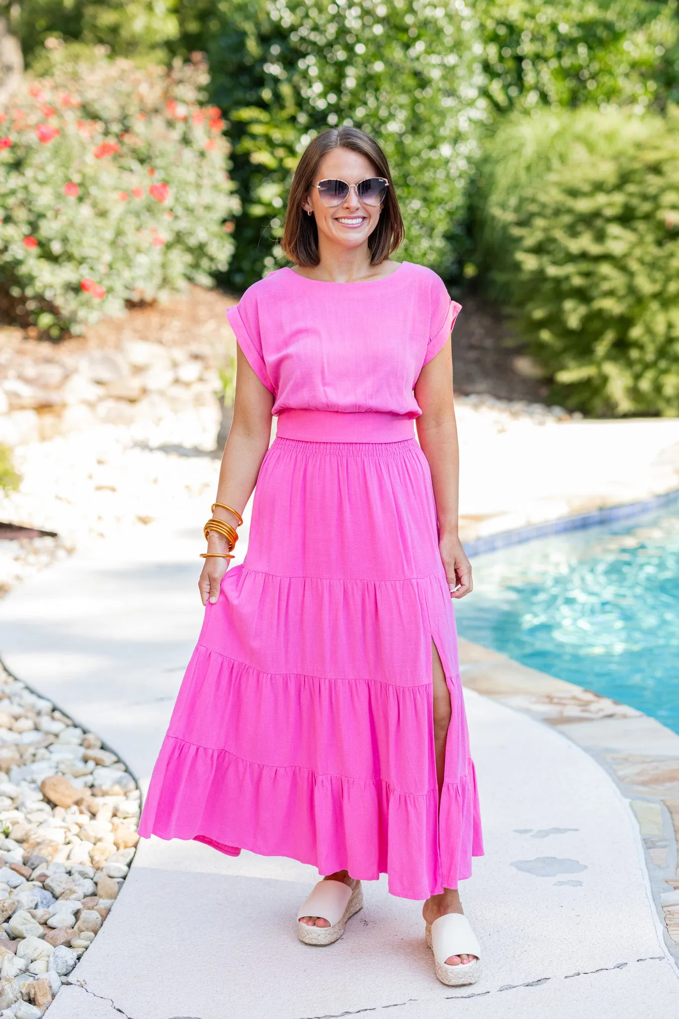 Darling Pink Maxi Skirt Set