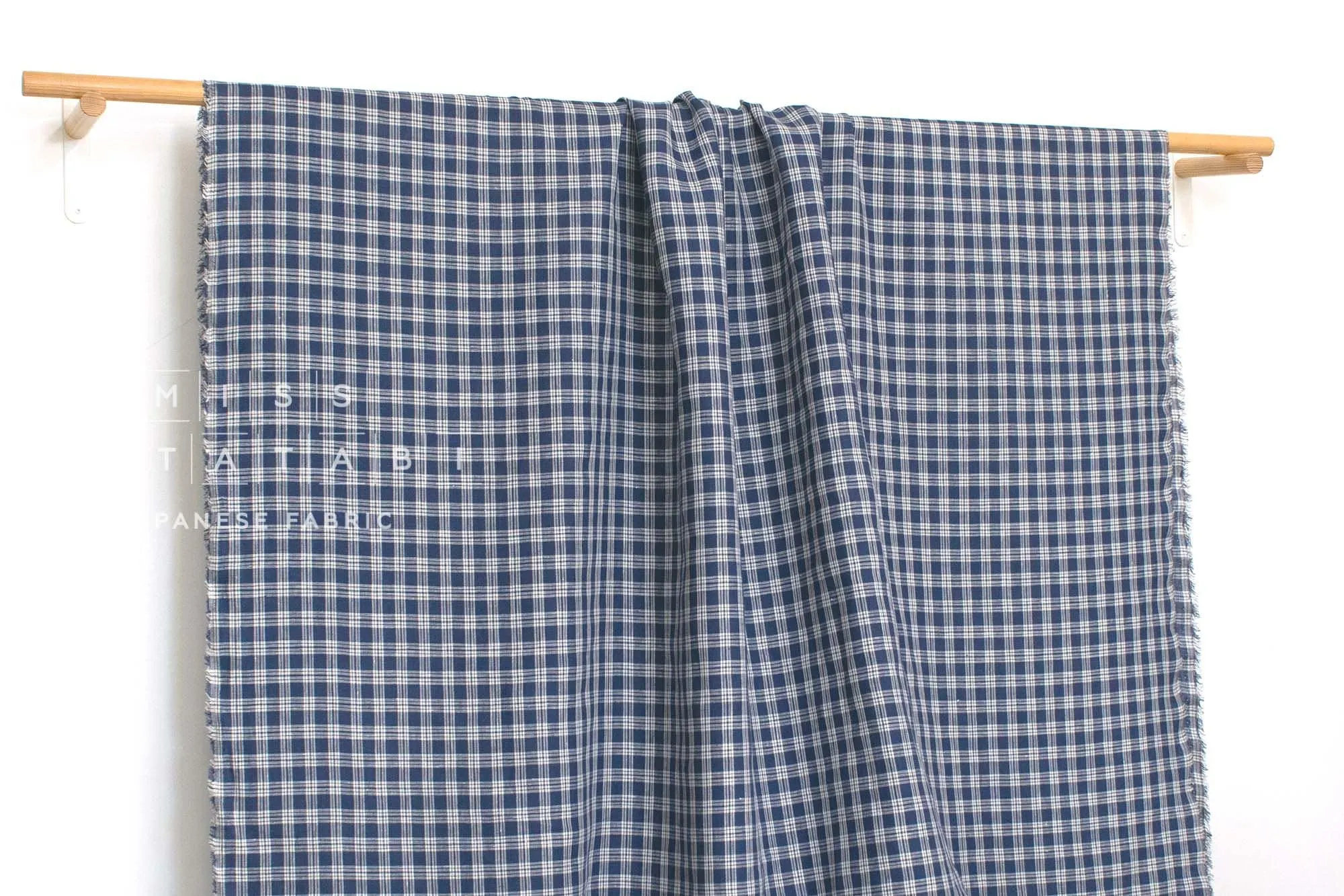 DEADSTOCK 100% Linen Check - blue