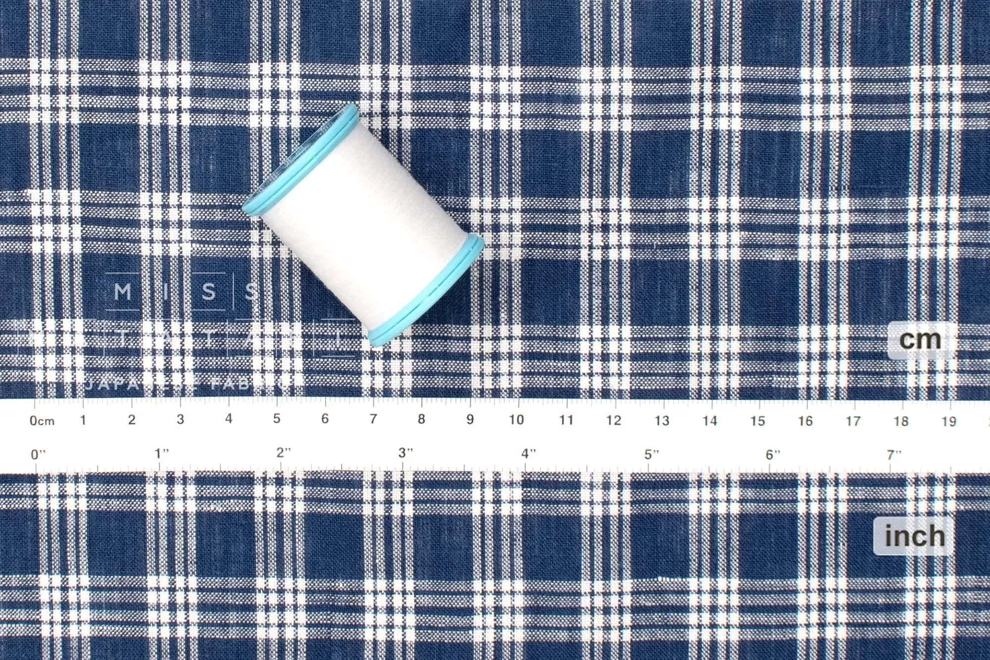 DEADSTOCK 100% Linen Check - blue