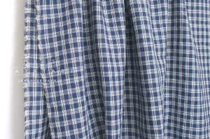 DEADSTOCK 100% Linen Check - blue