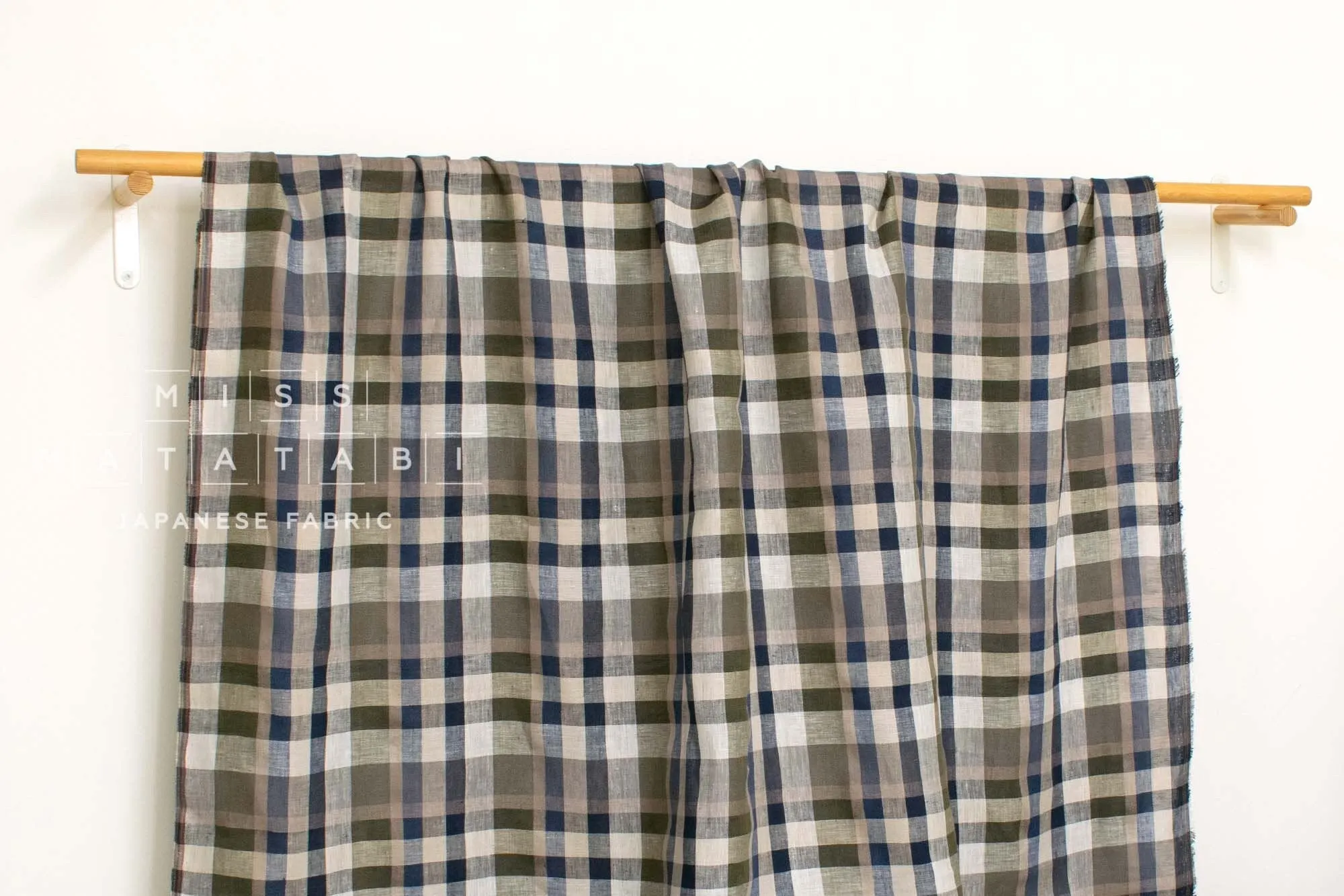 DEADSTOCK 100% Linen Check Plaid - 12