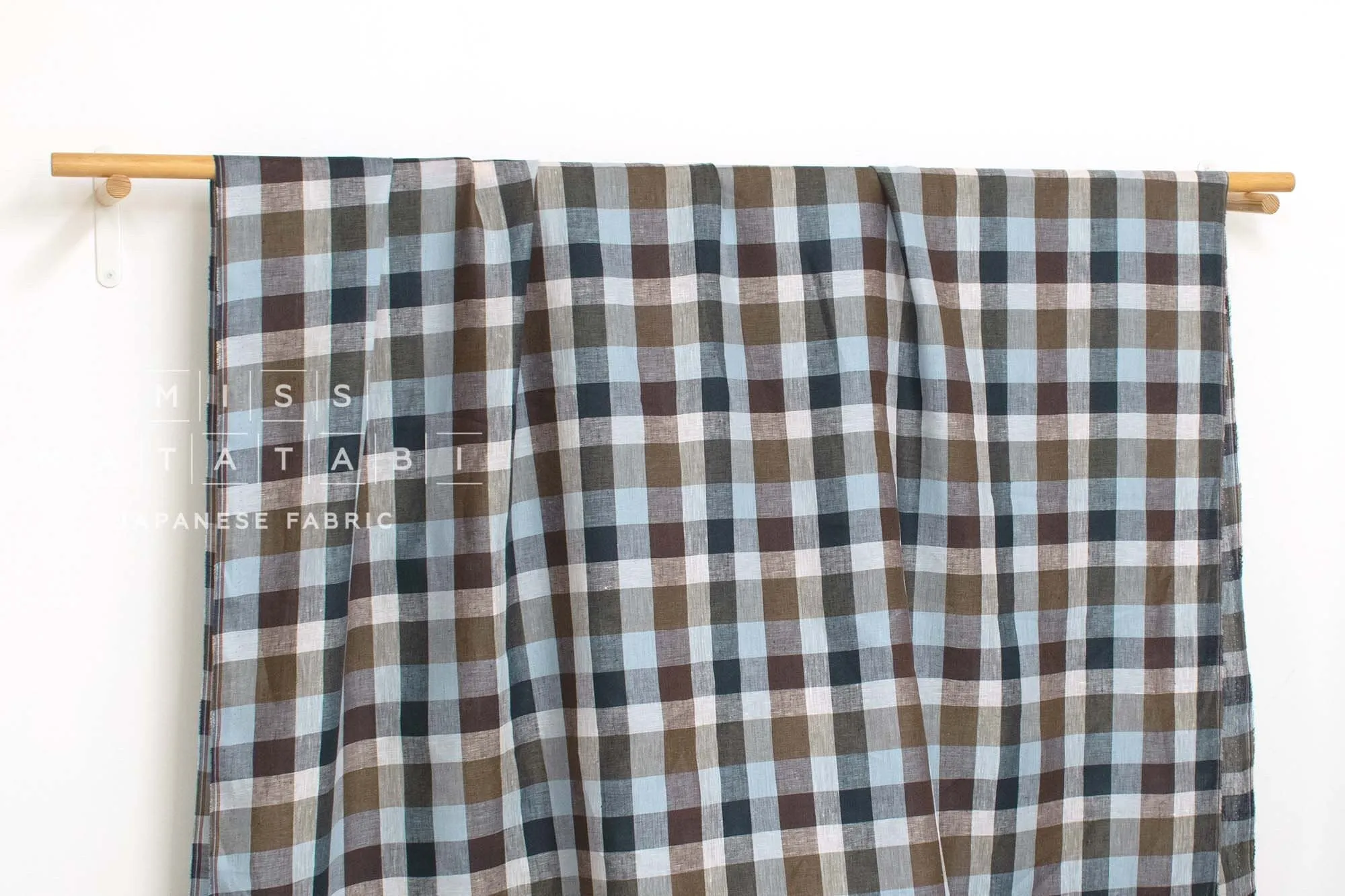 DEADSTOCK 100% Linen Check Plaid - 34