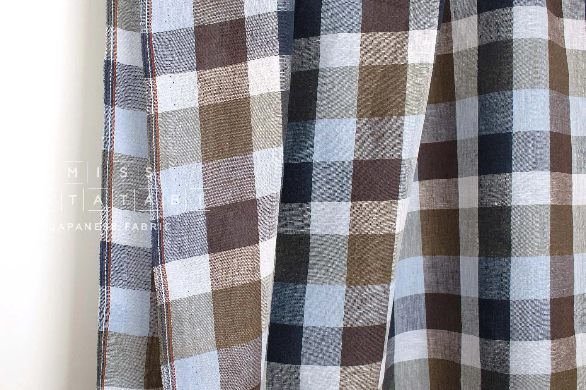 DEADSTOCK 100% Linen Check Plaid - 34